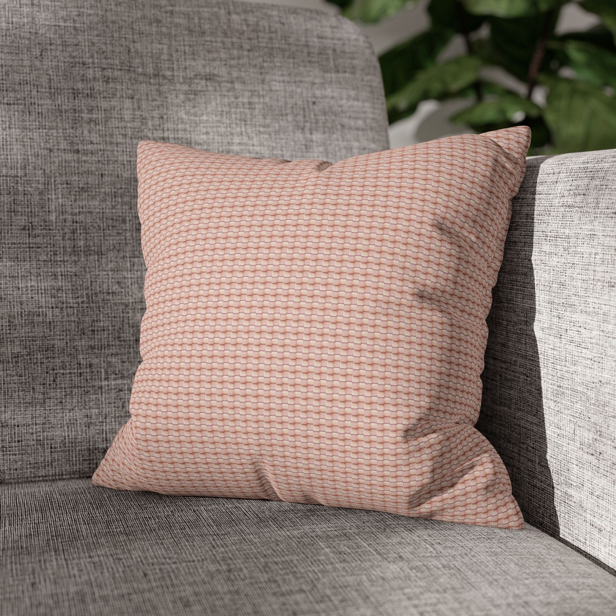 "Grandma Rose" Blush Waffle Knit Faux Suede Square Pillowcase