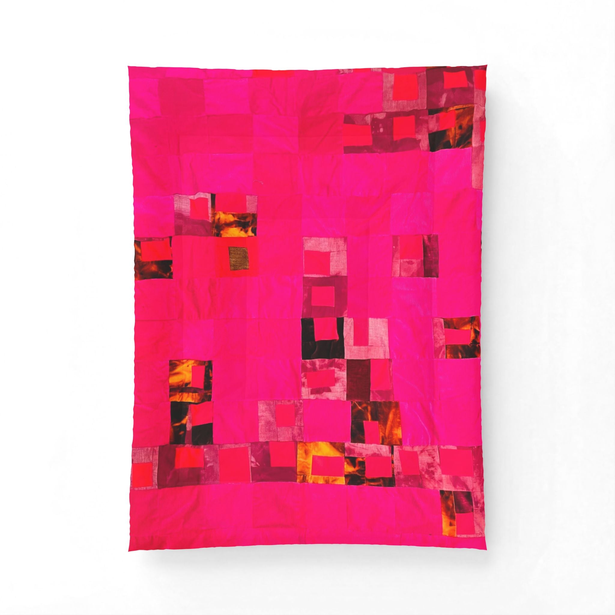 "Lela Lela" Vivid Pink Abstract Cotton Comforter – Modern Geometric Quilt for Bedroom