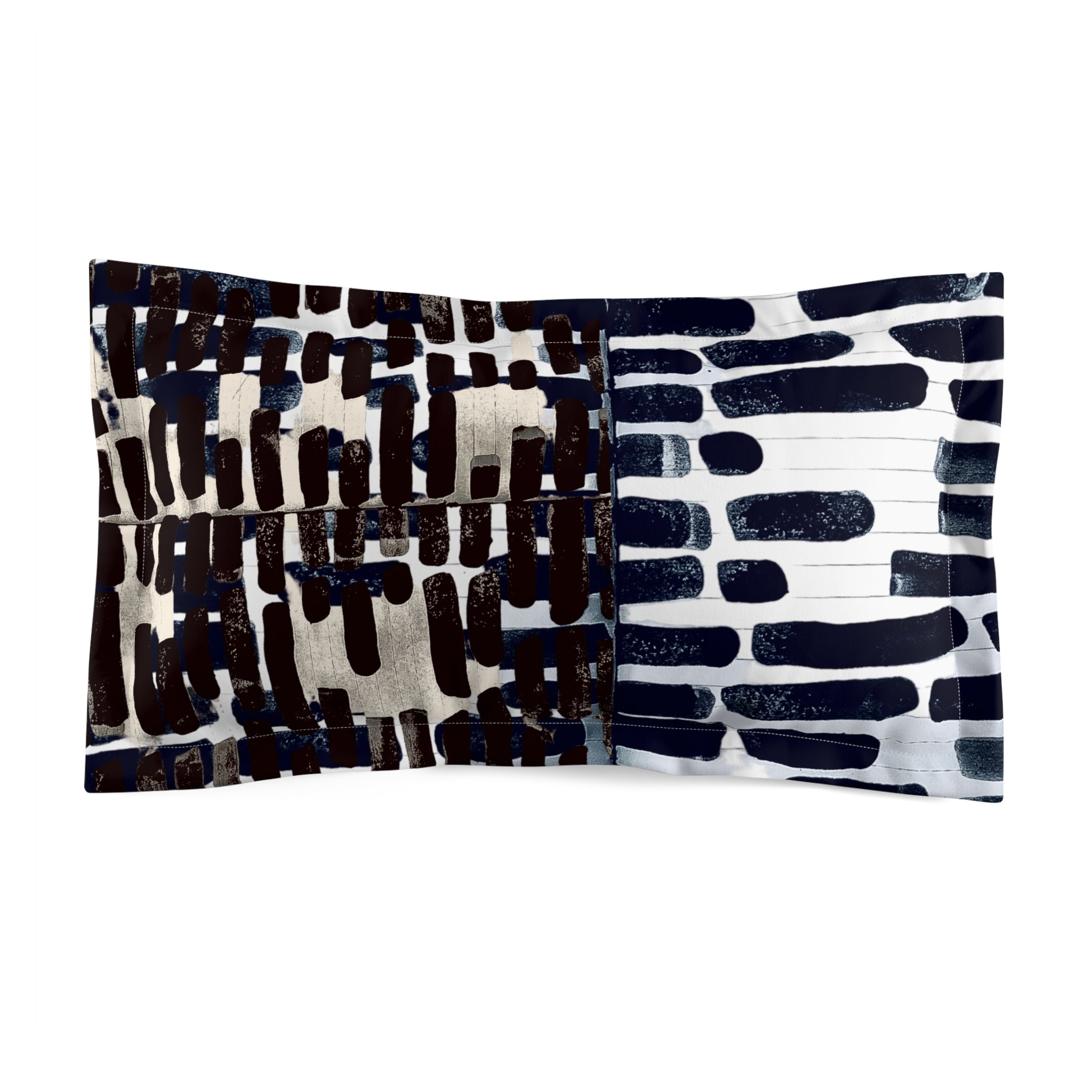 "Only My Notebook Knows How I Feel, My Heart Is On Every Page" Abstract Black & White Microfiber Pillow Sham — Modern Brushstroke Pattern