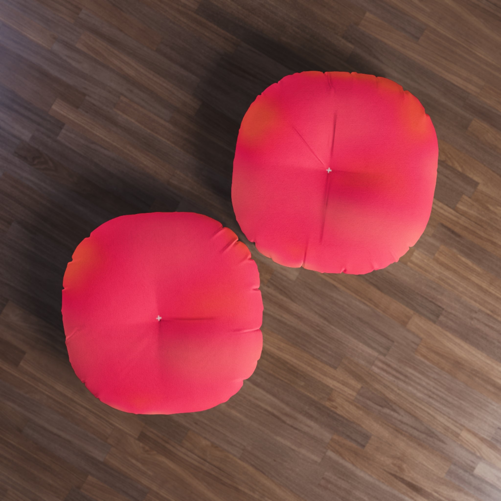 "The Skies Will Break For You, My Friend" Round Tufted Floor Pillow — Gradient Coral Pink Meditation Cushion