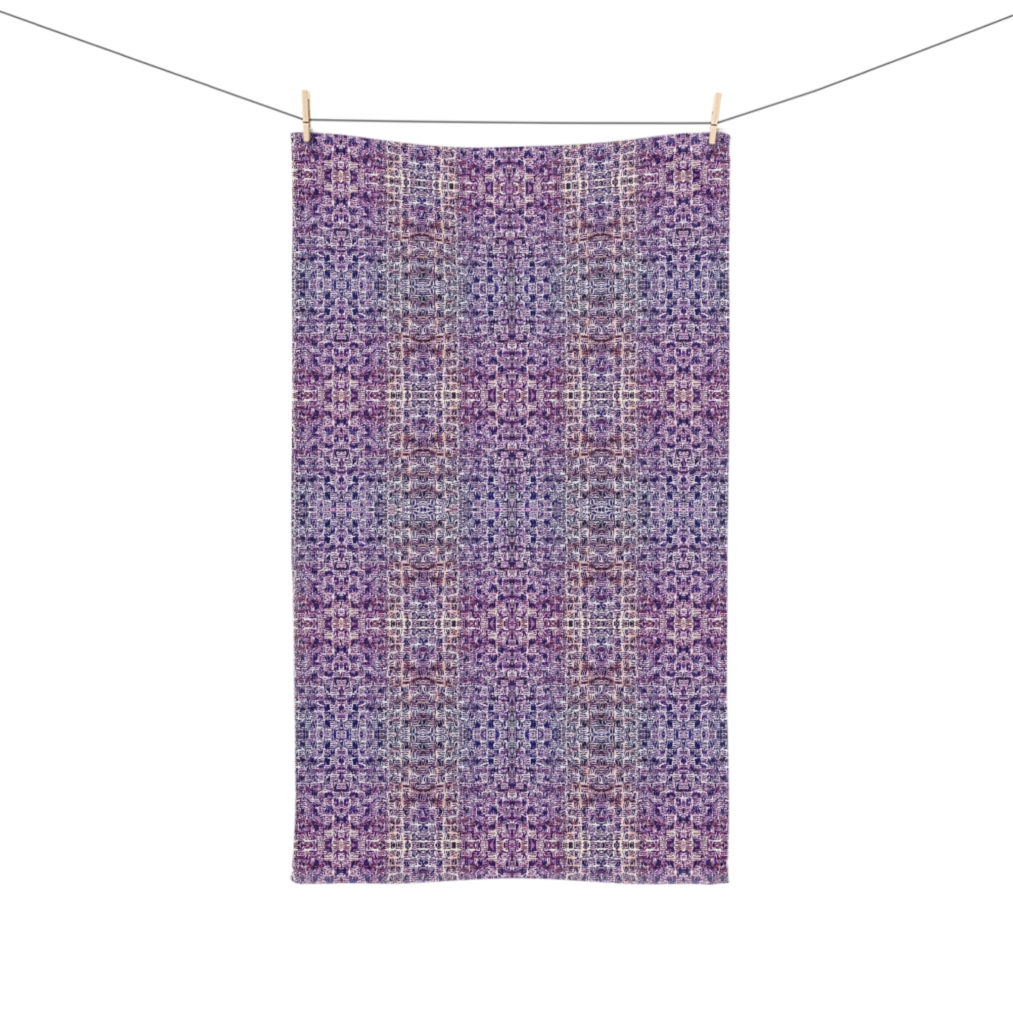 "Pauline, My Love" Purple Mosaic Hand Towel – Textured Geometric Pattern, Decorative Bathroom & Kitchen Accent