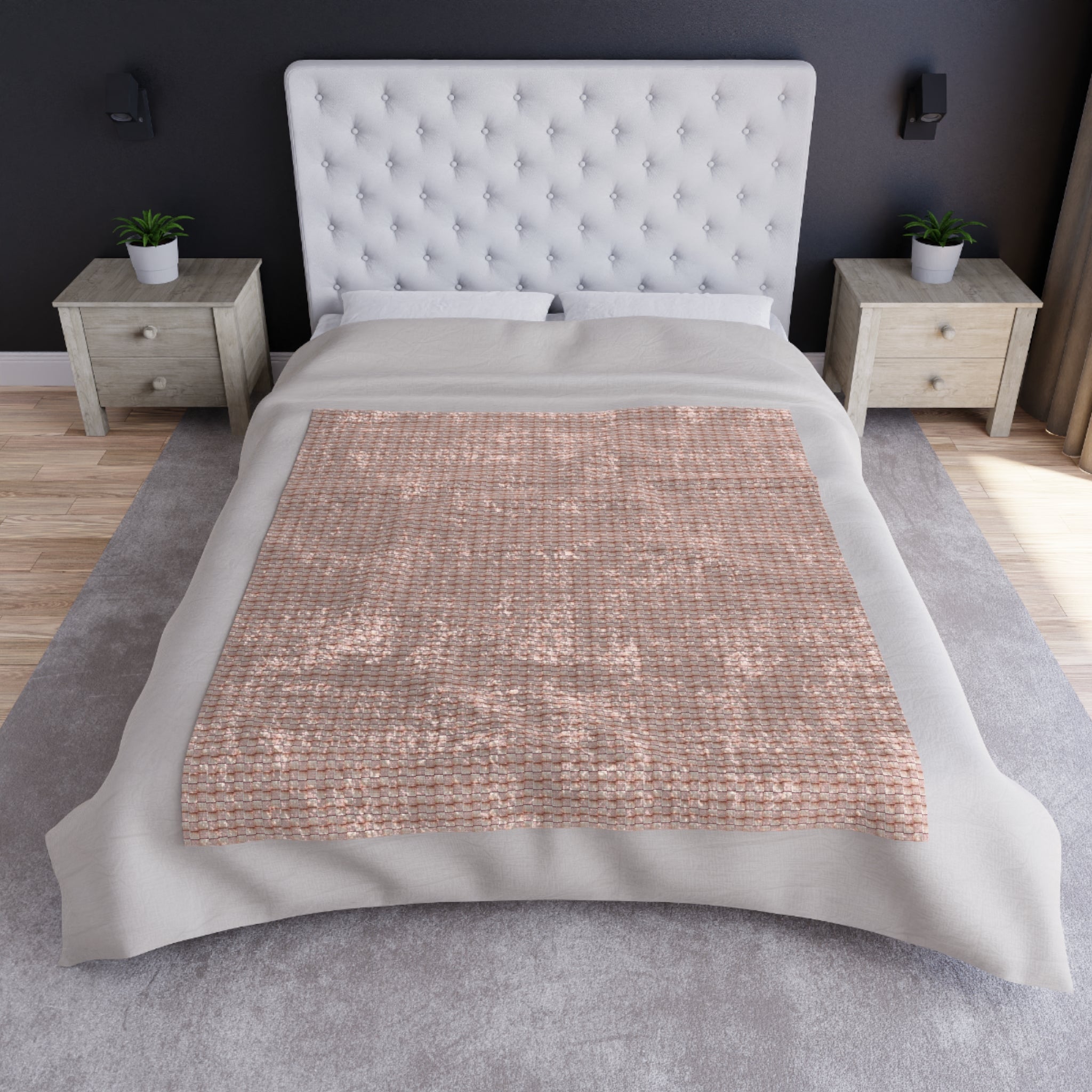 "Grandma Rose" Crushed Velvet Blanket — Luxe Rose Gold and Light Pink Textured Throw for Cozy Living