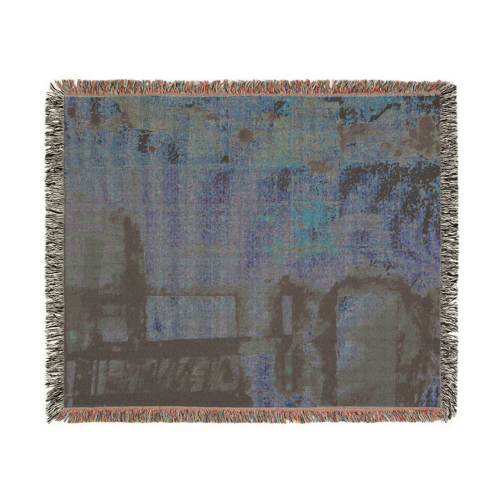 "Dance in the Rain" Acrylic Painting, Abstract Textile Pixel Art Woven Blanket — Modern Geometric Throw for Living Room, Sofa, or Bedroom
