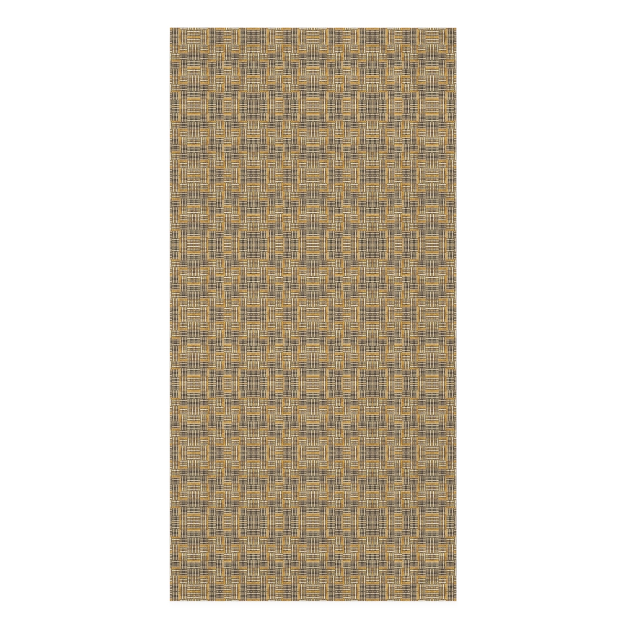 "All Things Fall Apart" Woven Plaid Mink-Cotton Bath Towel — Soft Neutral Check Pattern