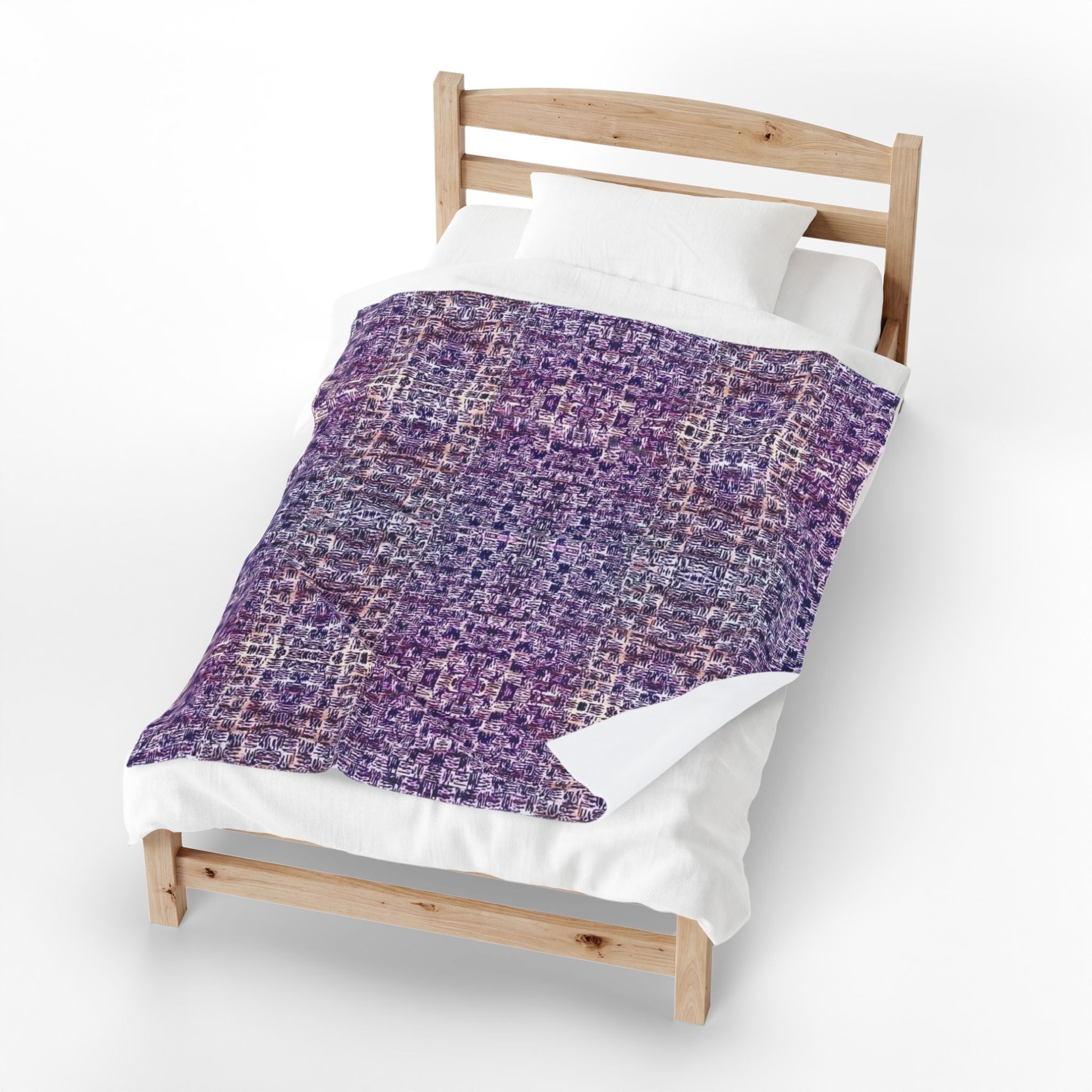 "Pauline, My Love" Velveteen Plush Blanket — Purple Woven Mosaic Throw