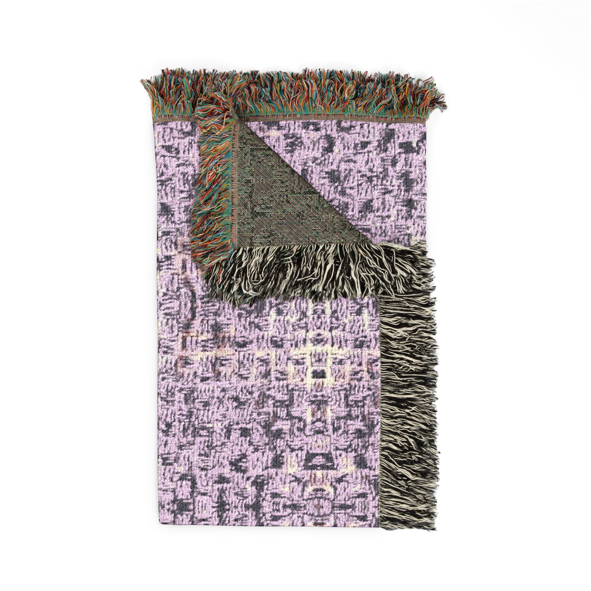 "Pauline, My Love" Pen Drawing On Paper, Violet Woven Textile, Warm Blanket
