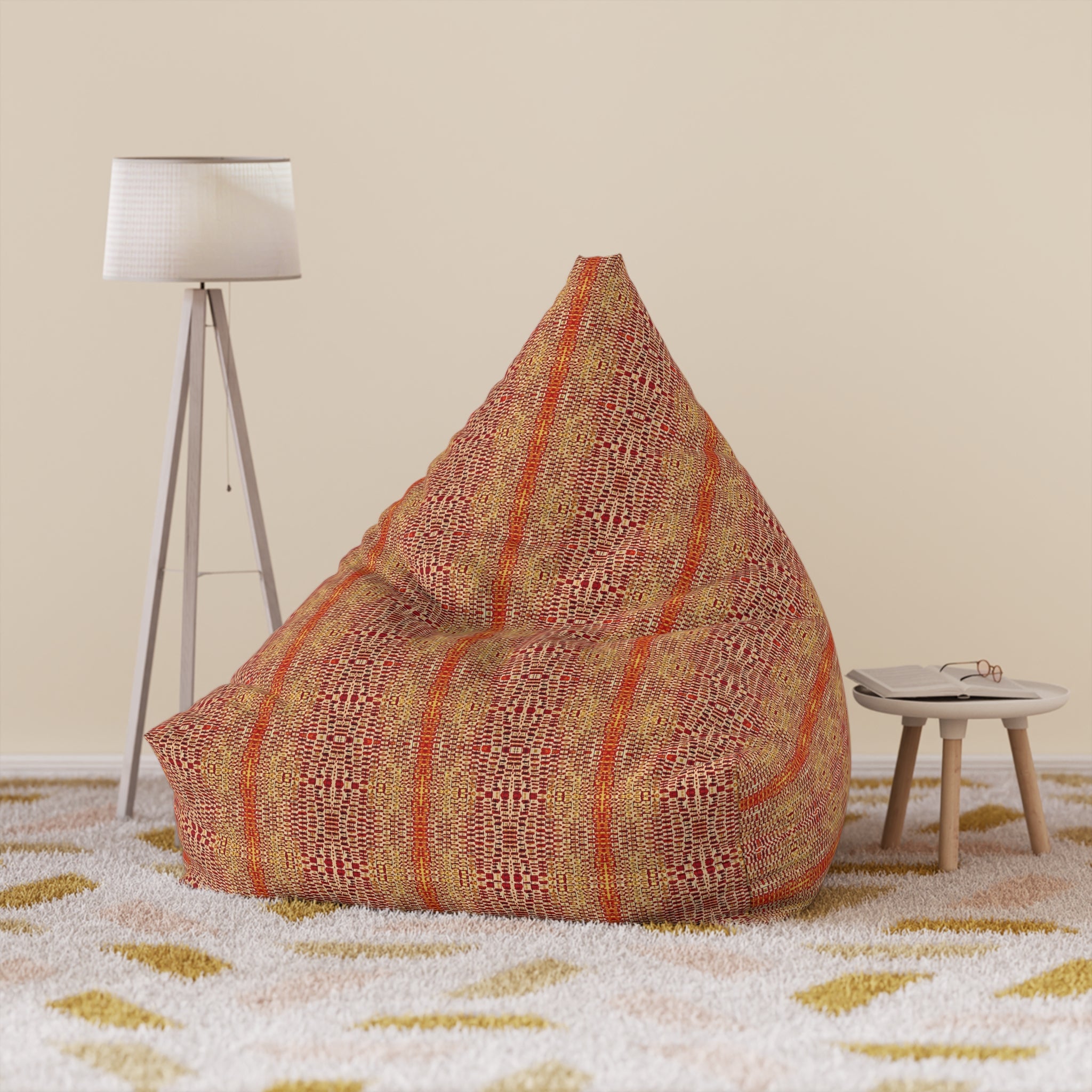 "Queen Mother" Bohemian Woven, Bronze and Gold, Stripe Bean Bag Cover