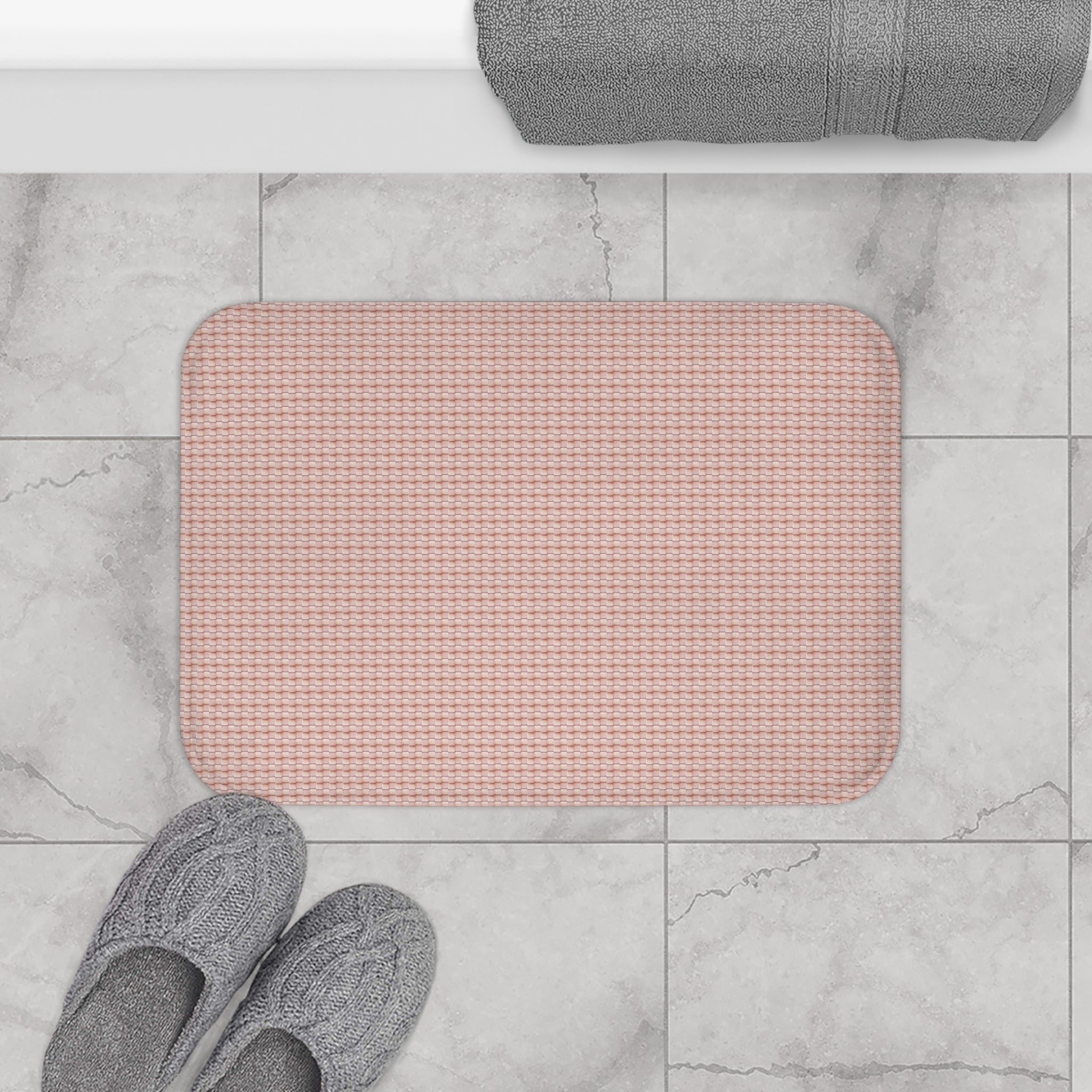 "Grandma Rose" Blush Waffle Bath Mat — Soft Textured Non-Slip Bathroom Rug