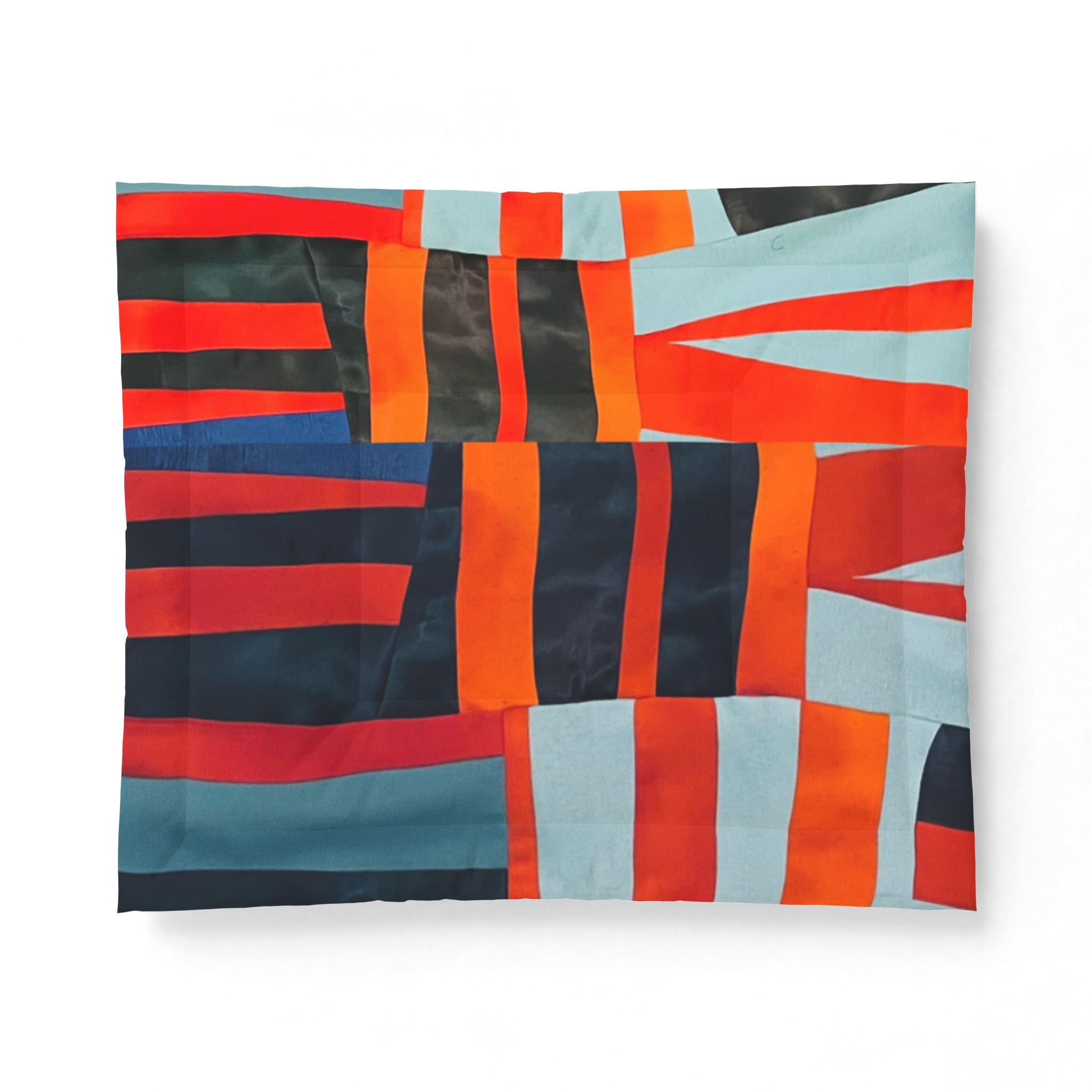 "Samuel" Abstract Geometric Cotton Comforter — Modern Red, Orange & Teal Bedspread