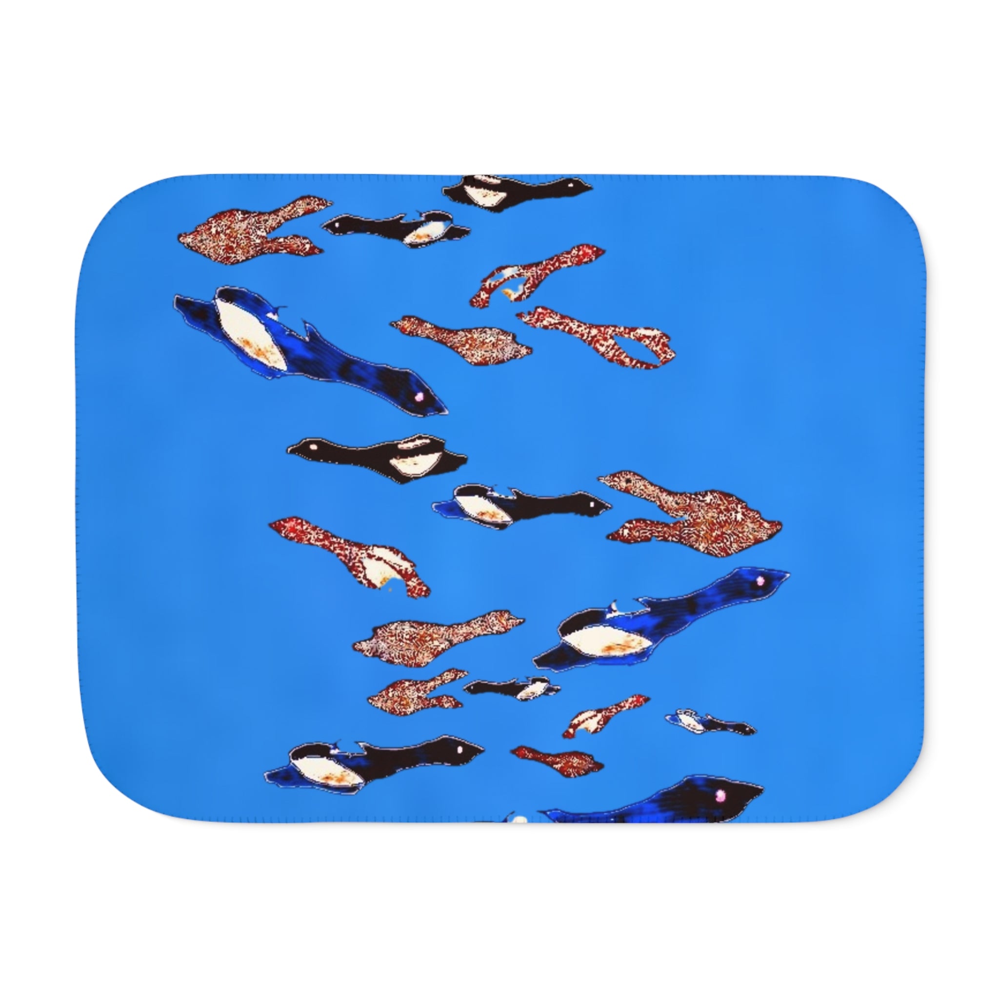 "Fly Me to the Moon" Birdies Parade Sherpa Blanket — Cozy Blue Animal Print Throw