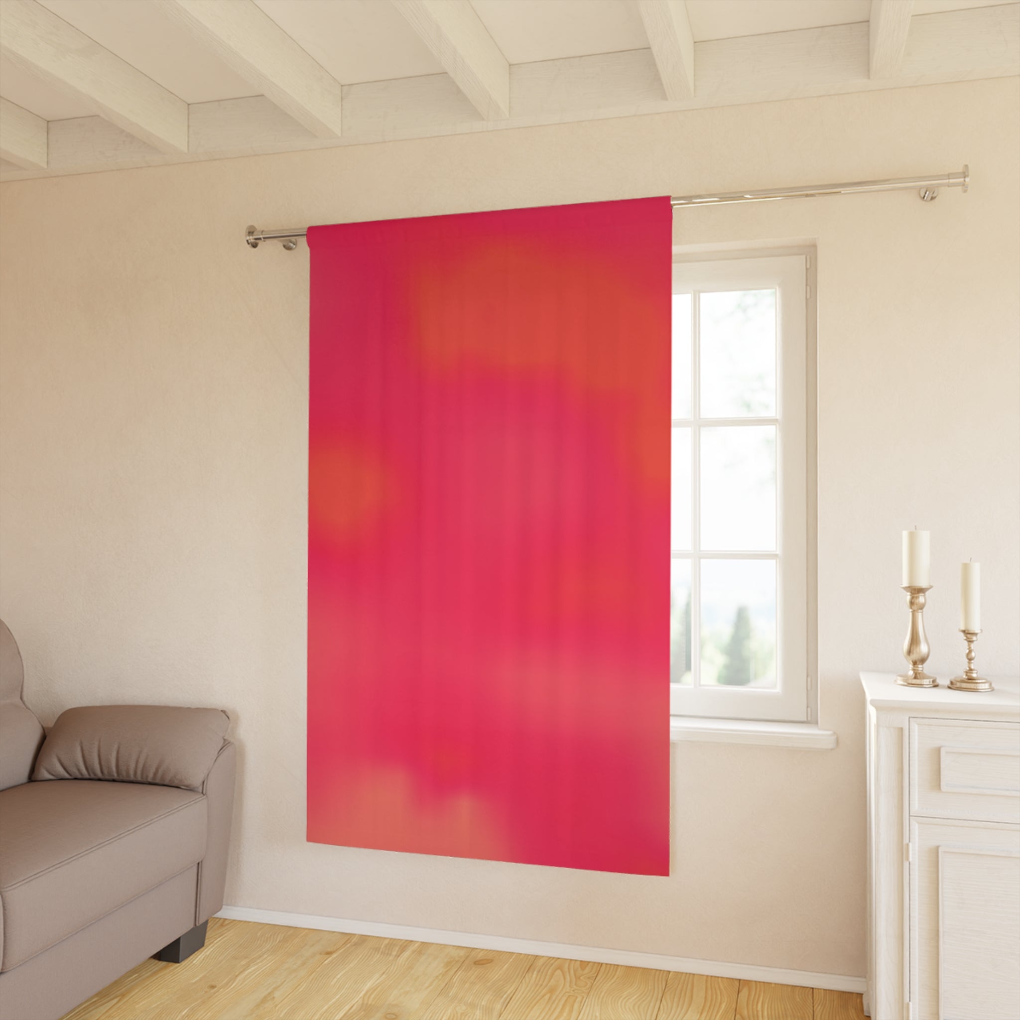 "The Skies Will Break For You, My Friend" Vibrant Sunset Pink Window Curtain — Gradient Ombre Drapery Panel