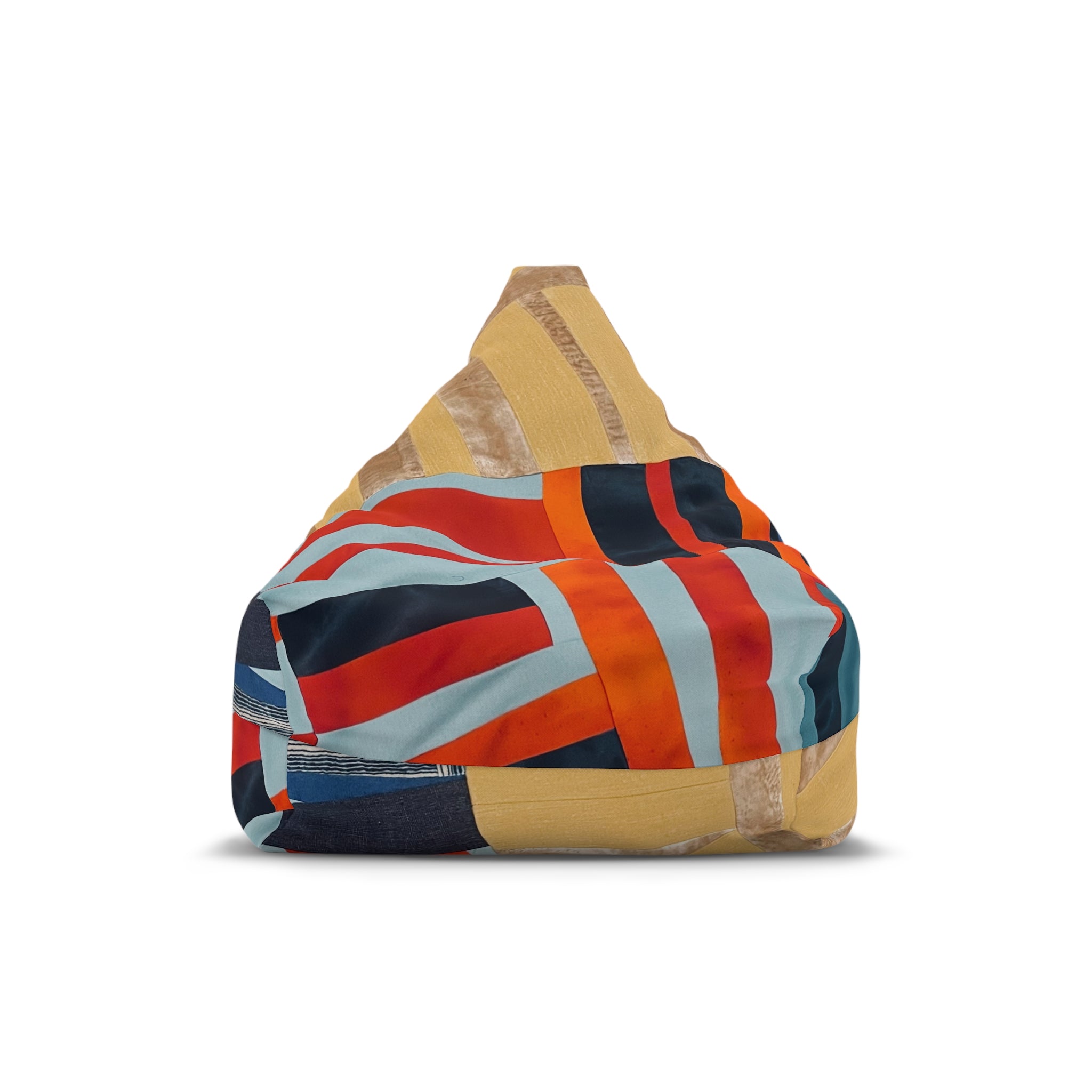 "Hannah and Samuel" Quilt Block Abstract Geo Stripe Bean Bag Cover — Modern Colorblock Lounge Slipcover