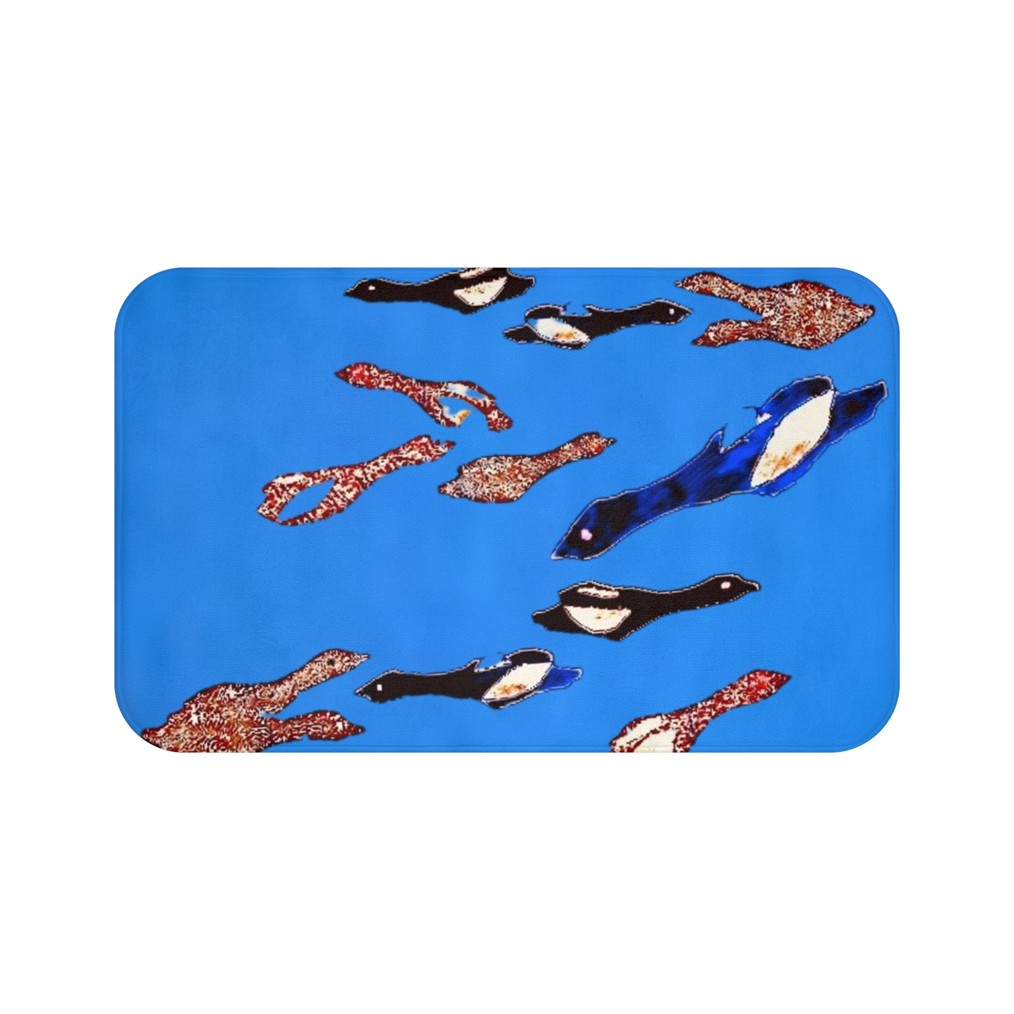 "Fly Me to the Moon" Cerulean Blue Birds Bath Mat
