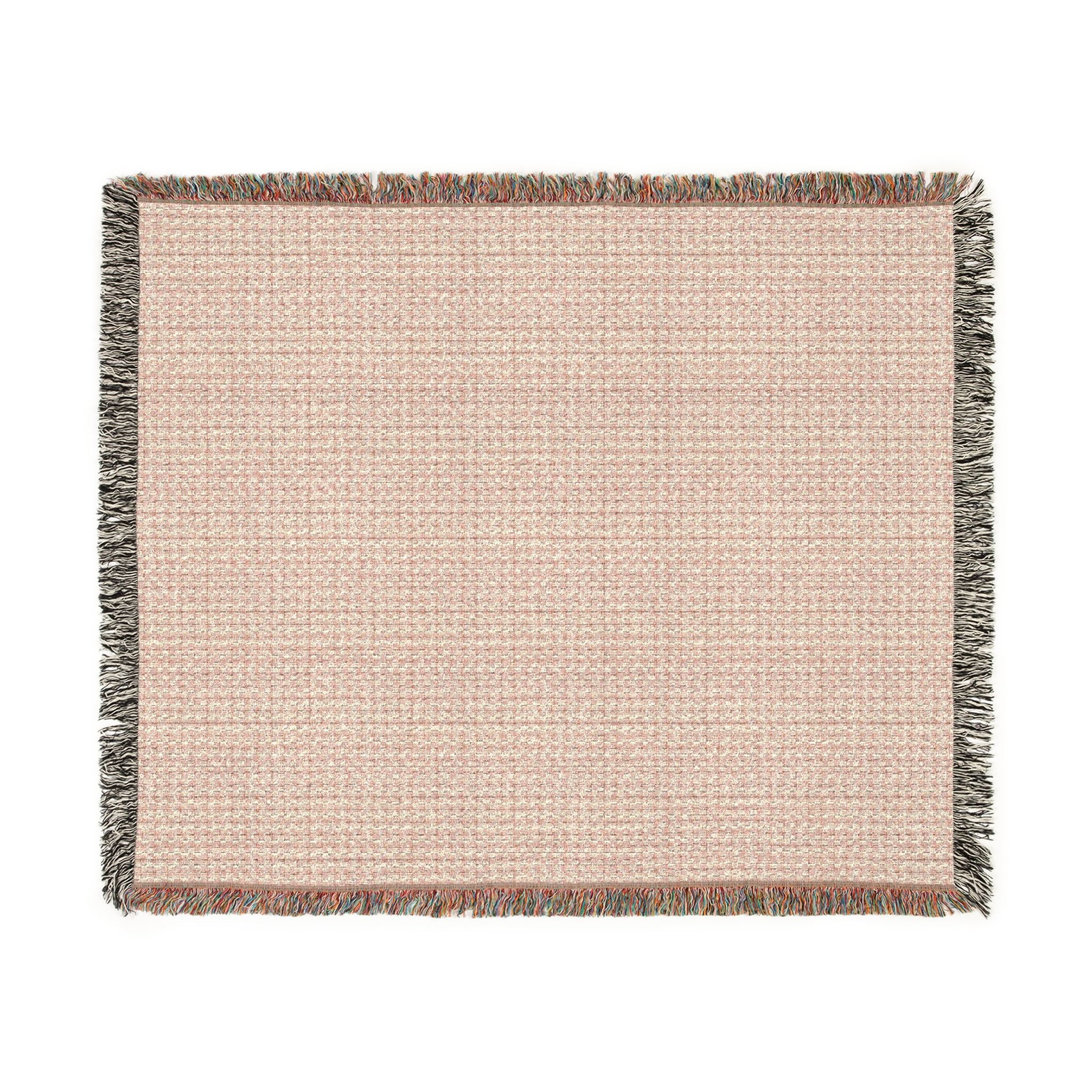 "Grandma Rose" Woven Blanket — Reversible Pink Blush & Charcoal Plaid Throw, Cozy Home Decor Gift