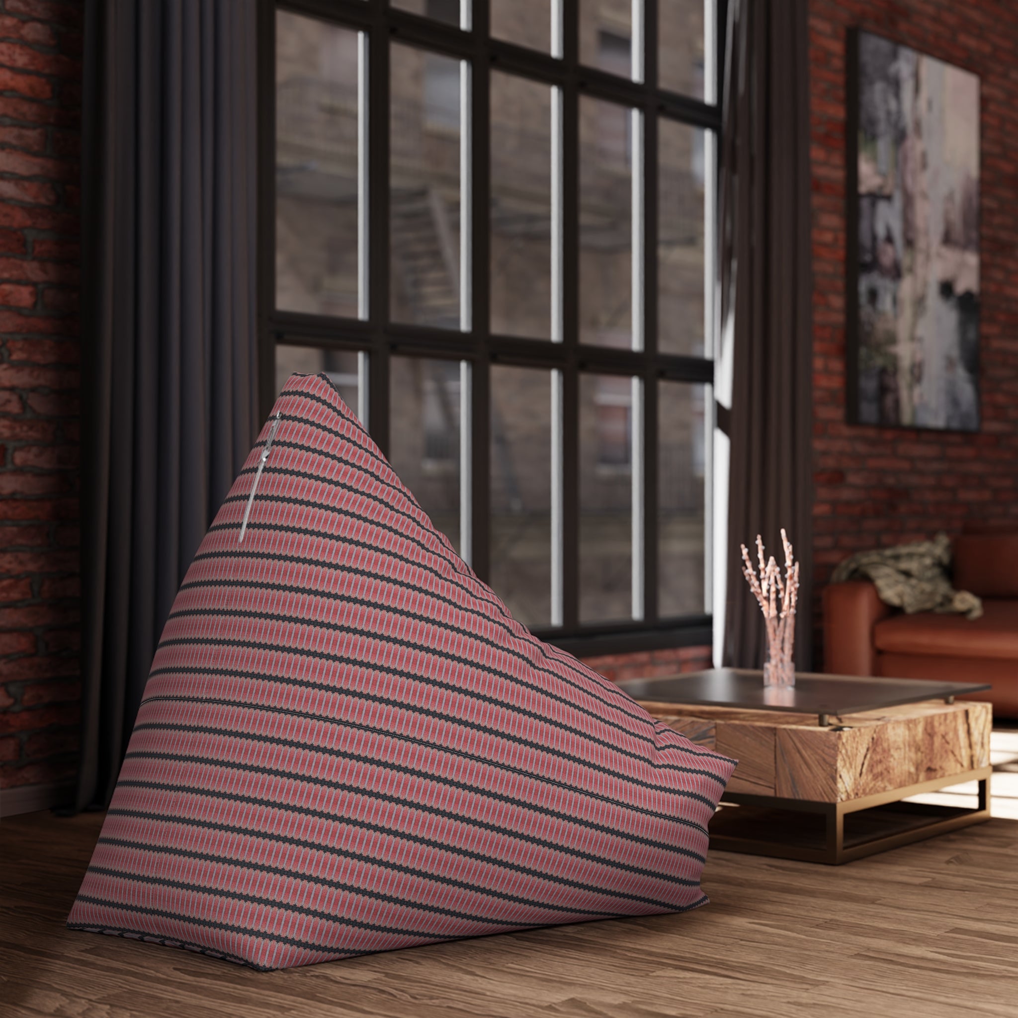 "The Nike of Samothrace" Striped Pink Bean Bag Cover – Cozy Boho Lounge Chair Slipcover