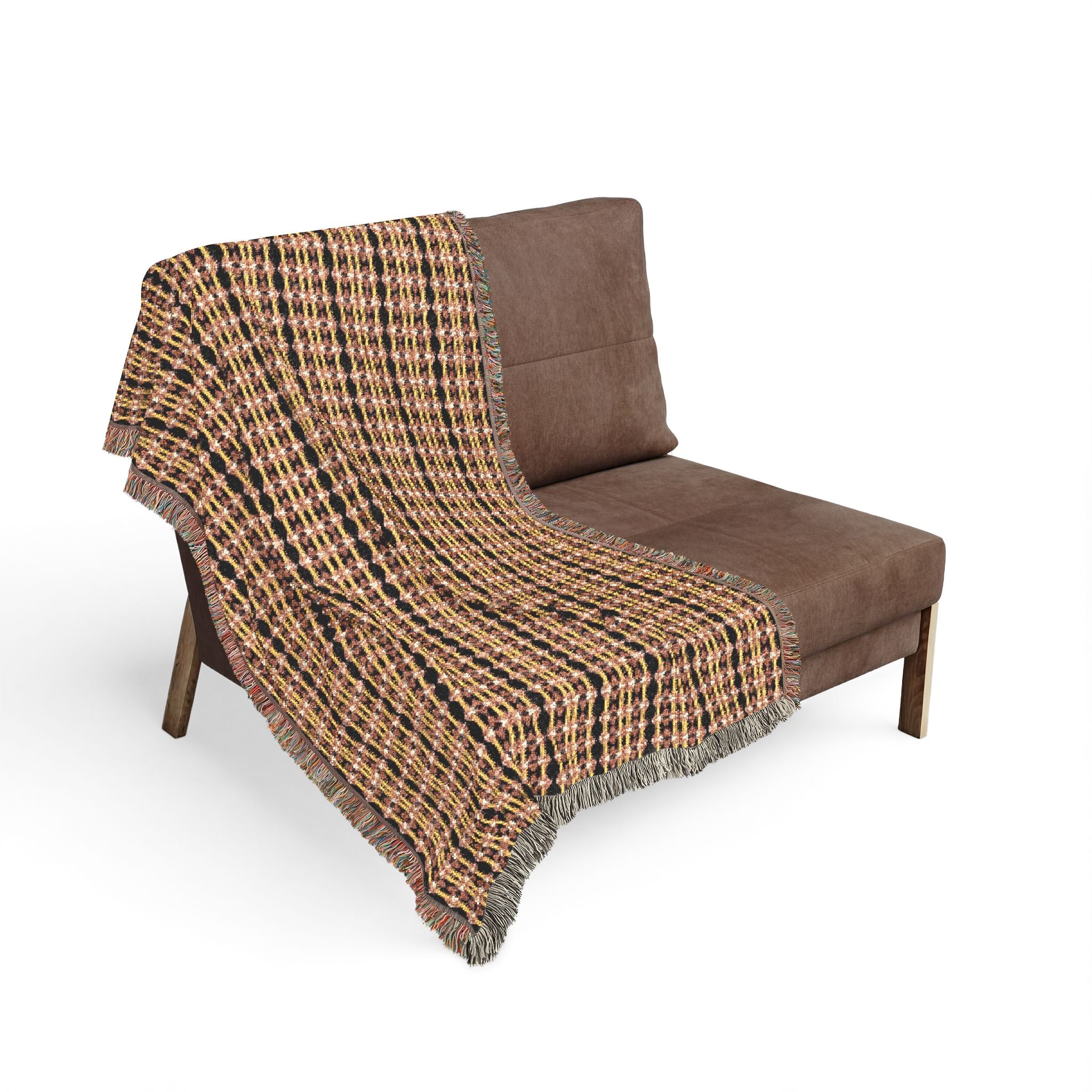 "Native America Now" Striped Woven Blanket — Cozy Boho Throw for Living Room, Vintage Pastel & Teal Accent