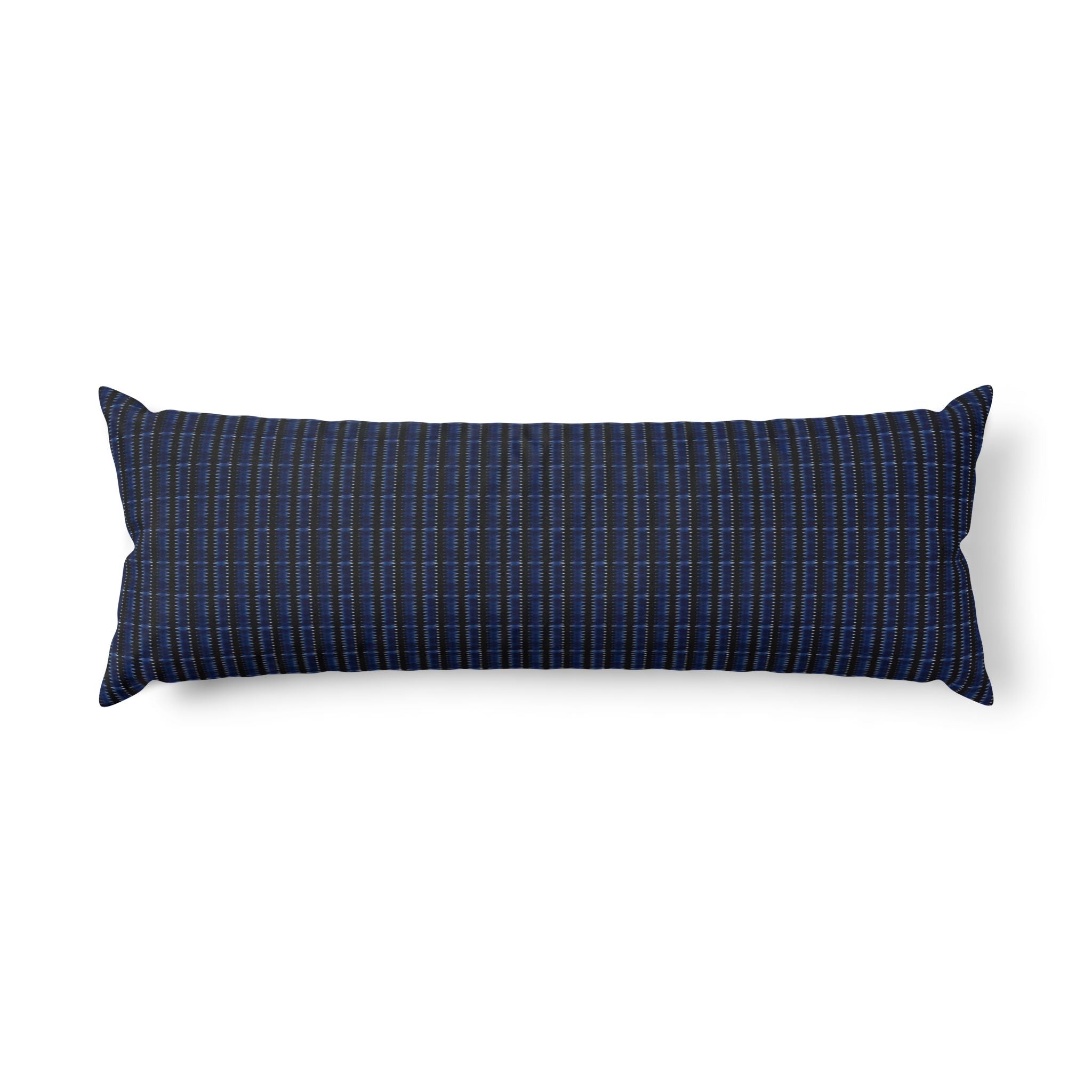 "Mississippi Midnight: Lovely Banjo Blues" Navy Plaid Body Pillow — Long Lumbar Support Pillow for Bed & Sofa