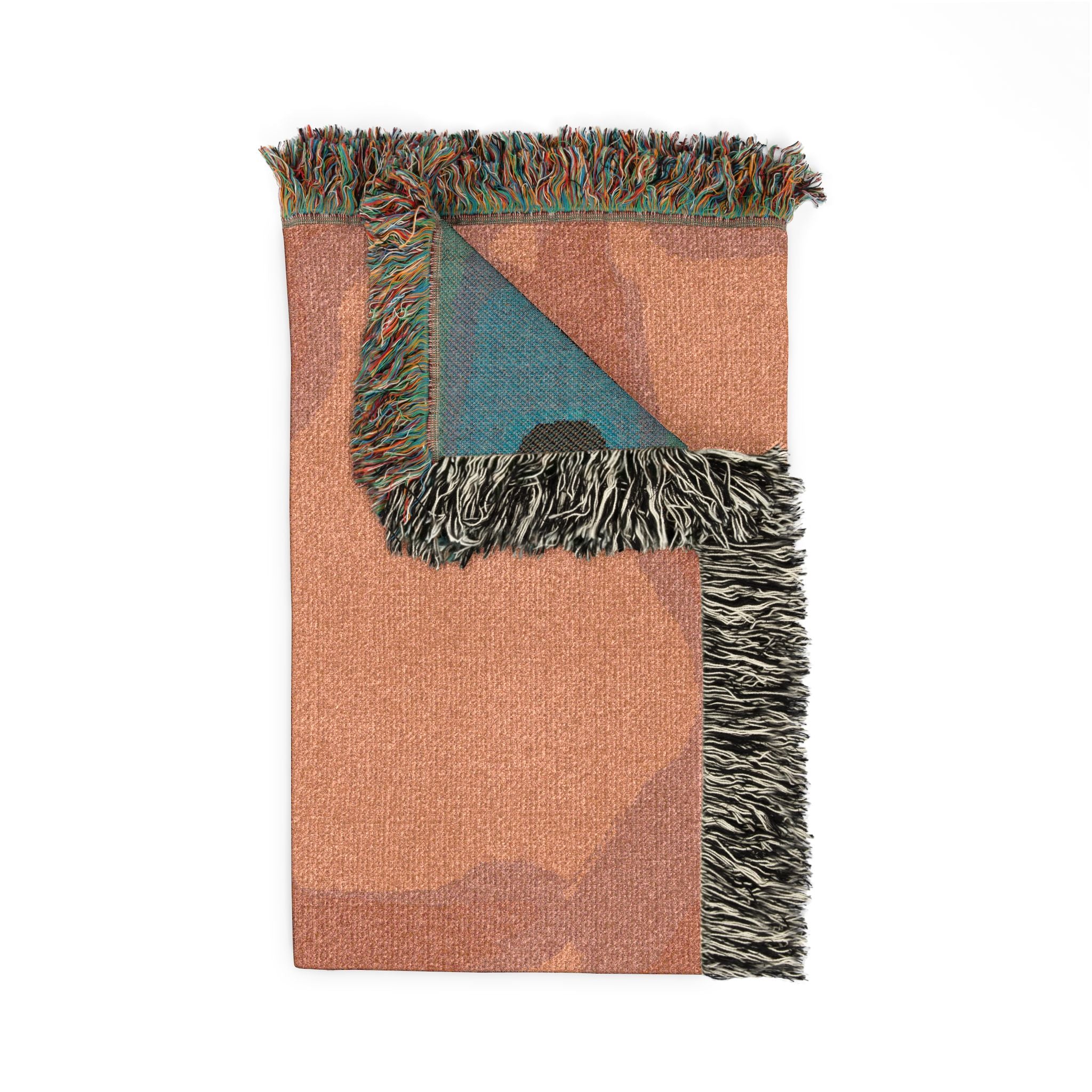 "The Skies Will Break For You, My Friend" Abstract Sunset Woven Blanket — Earth & Ocean Tones Cozy Throw