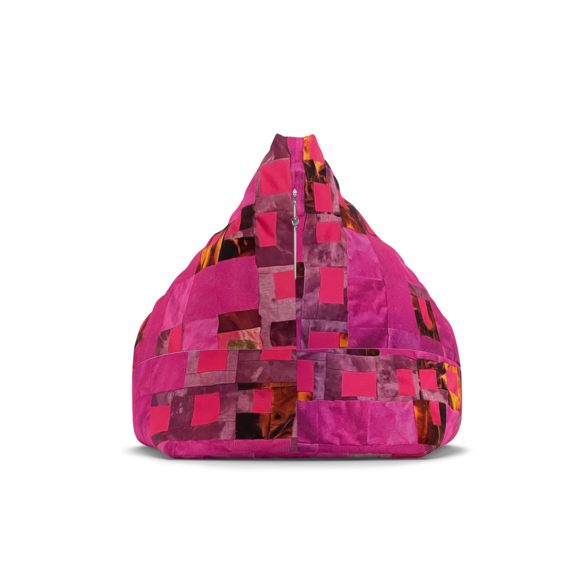 "Lela" Pink Patchwork Bean Bag Cover — Vibrant Geometric Accent