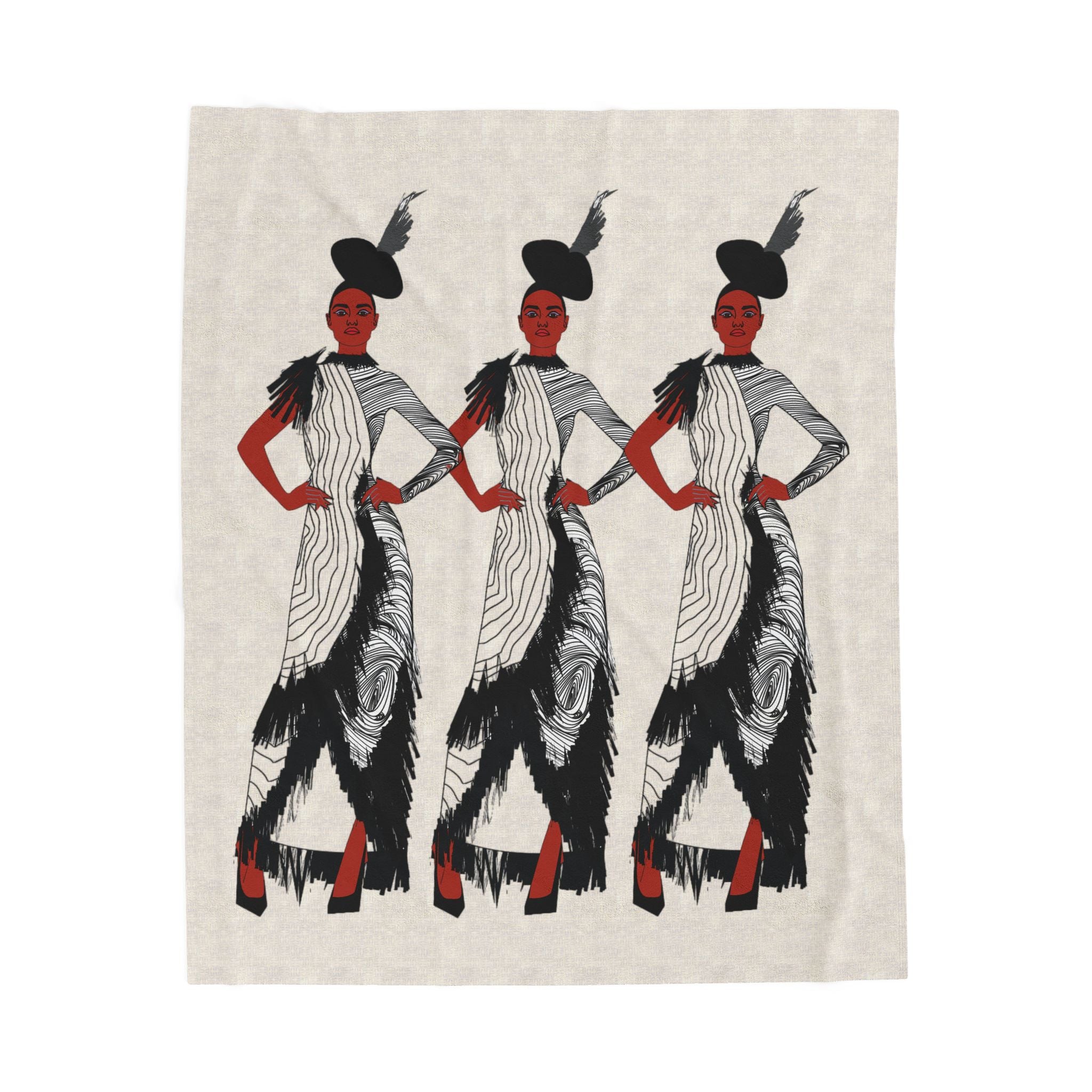 "Fierce Honey" Art Deco Flapper Trio Velveteen Blanket — Vintage Glamour Throw