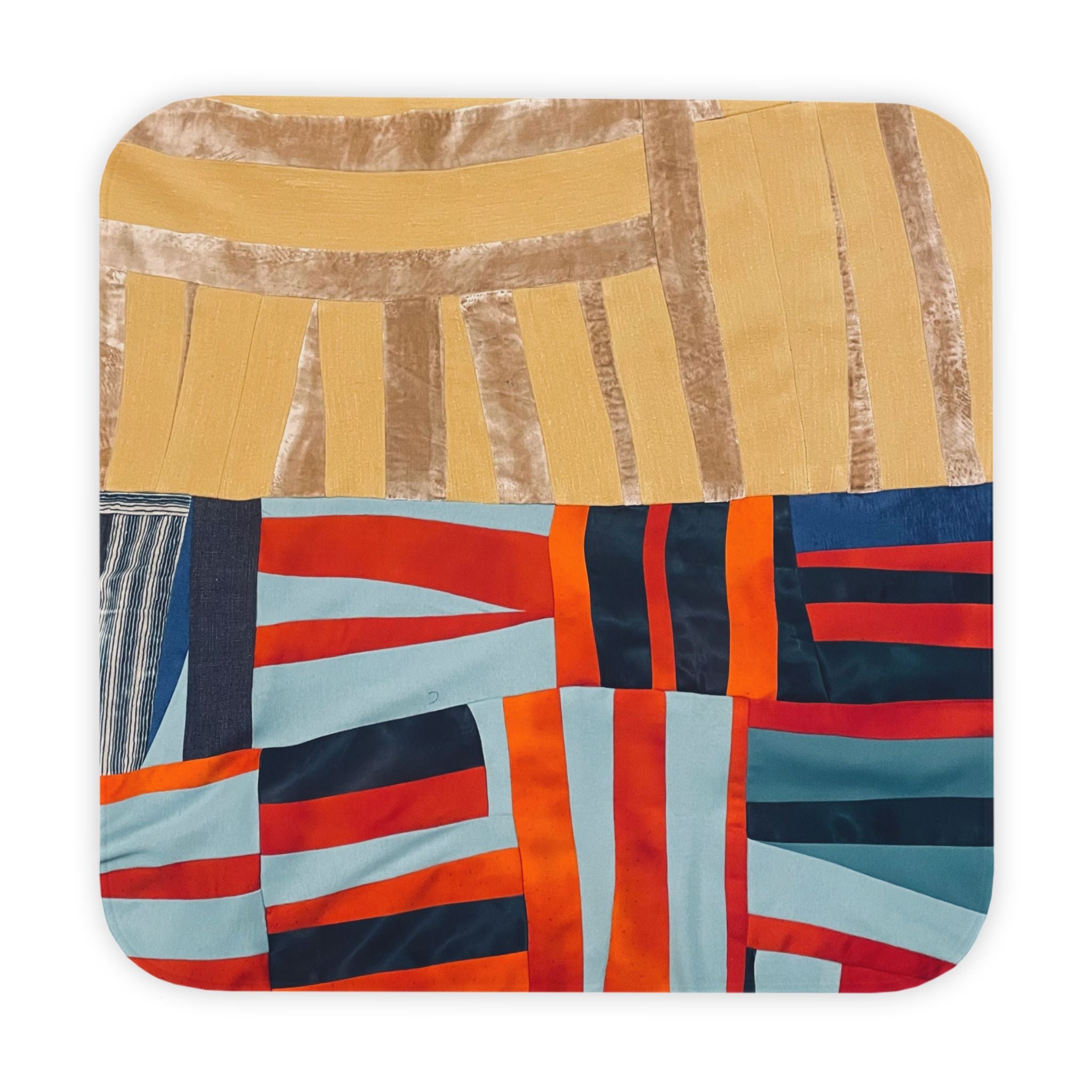 "Hannah and Samuel" Abstract Patchwork Hooded Baby Towel — Colorful Geometric Bath Wrap for Infants