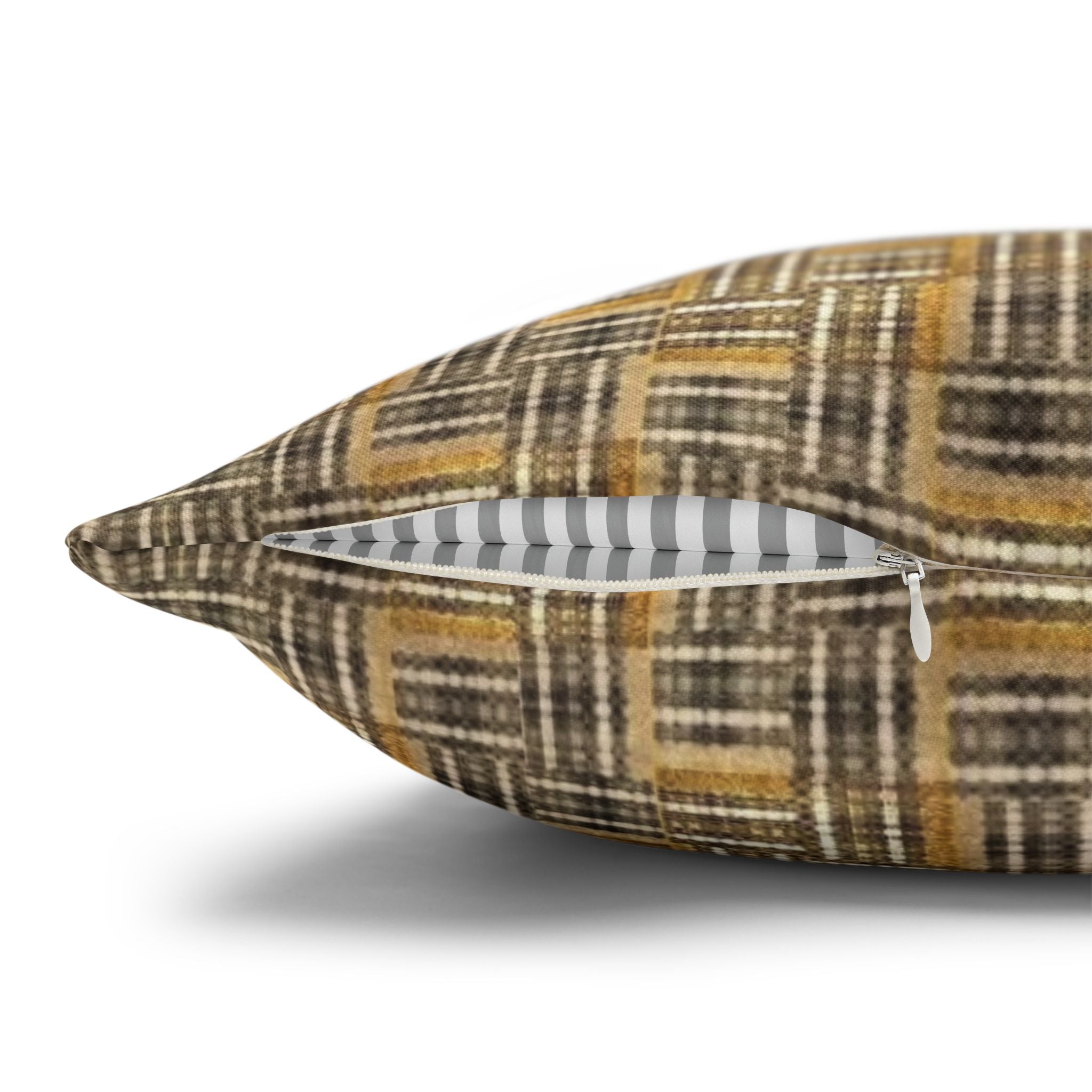 "All Things Fall Apart" Brown, Bronze, and Green Woven Textile Rustic Decorative Pillowcase