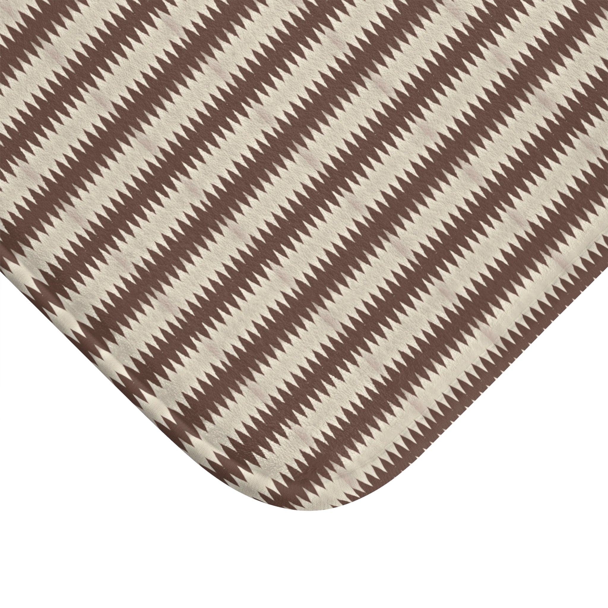 "Mississippi Morning" Brown Ikat Stripe Bath Mat — Boho Tribal Pattern Bathroom Rug