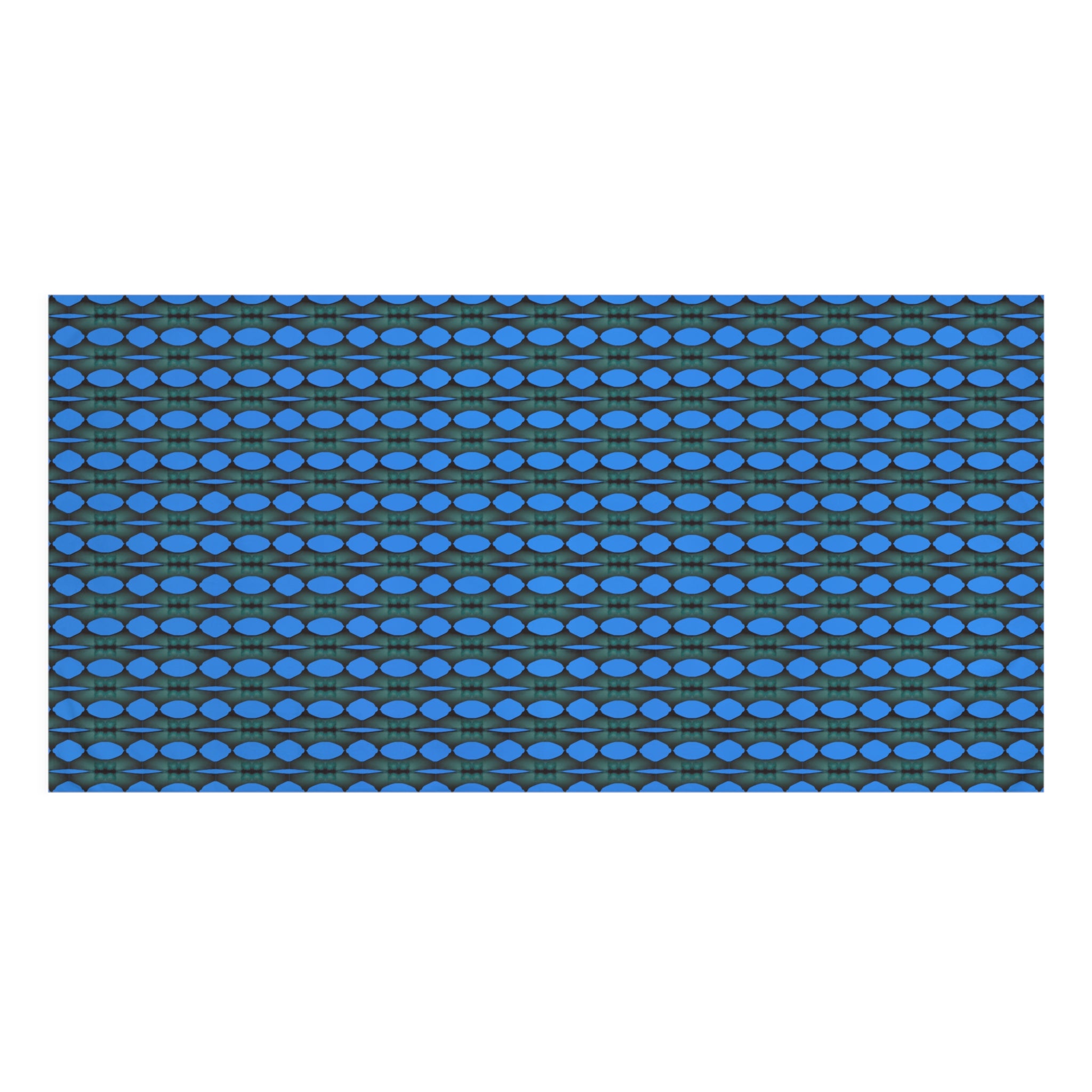 "Where Are We Going?" Blue Geometric Mink-Cotton Towel — Reversible Patterned Beach & Bath Towel