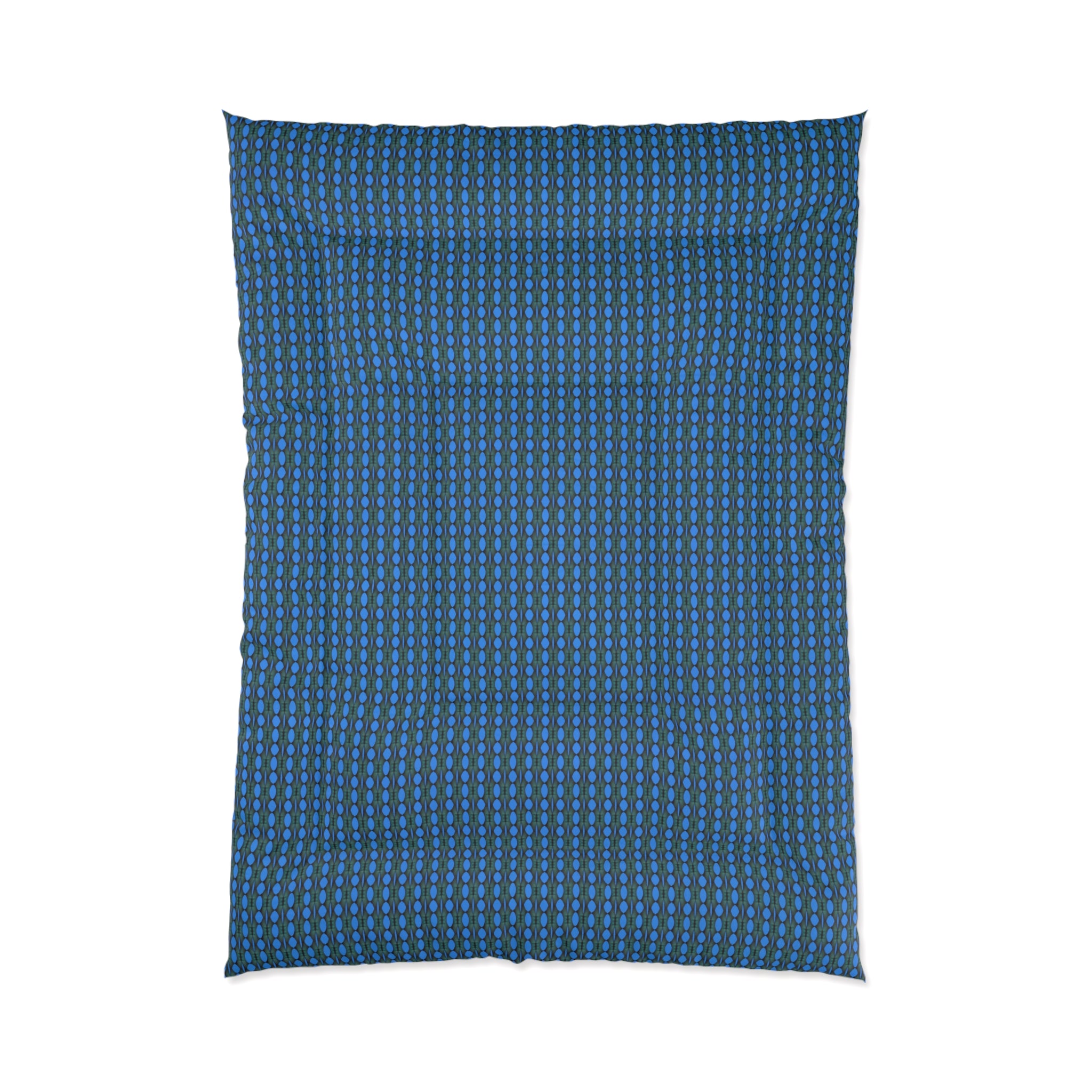 "Where Are We Going?" Blue Geometric Comforter — Modern Dot Pattern Bedding for Teen & Adult Bedrooms