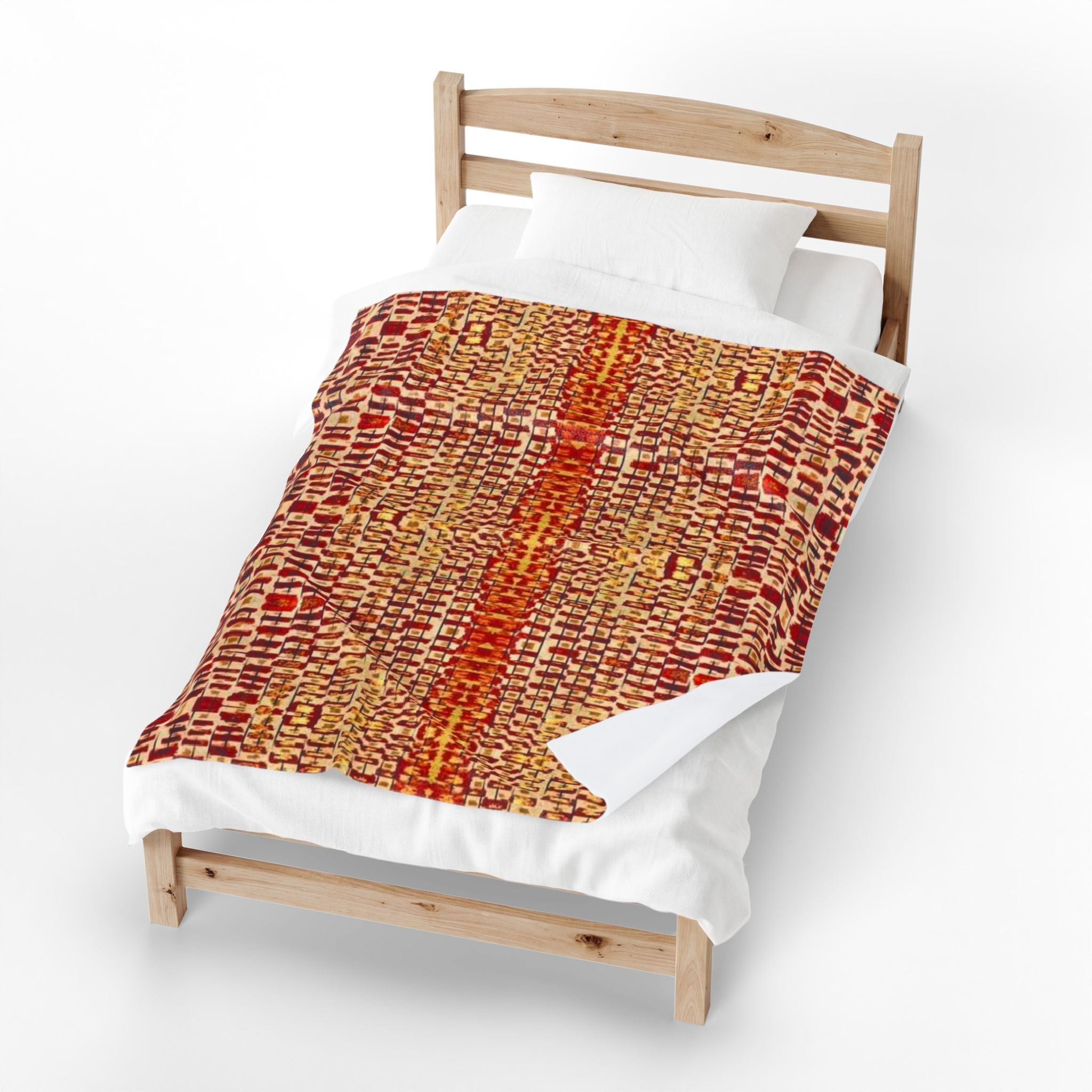 "Queen Mother" Gold and Bronze Velveteen Plush Blanket — Autumn Regal Stripe Throw