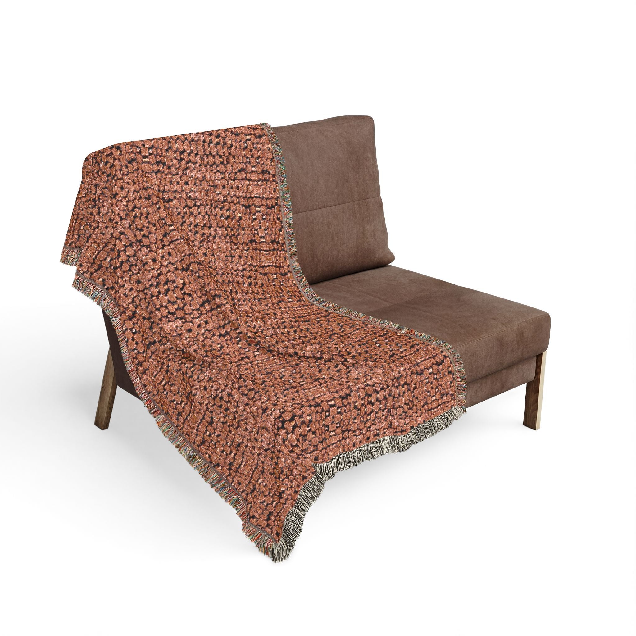 "Japanese Cherry Blossom" Rustic Woven Patterned Blanket - Cozy Textured Throw for Living Room & Cabin Decor