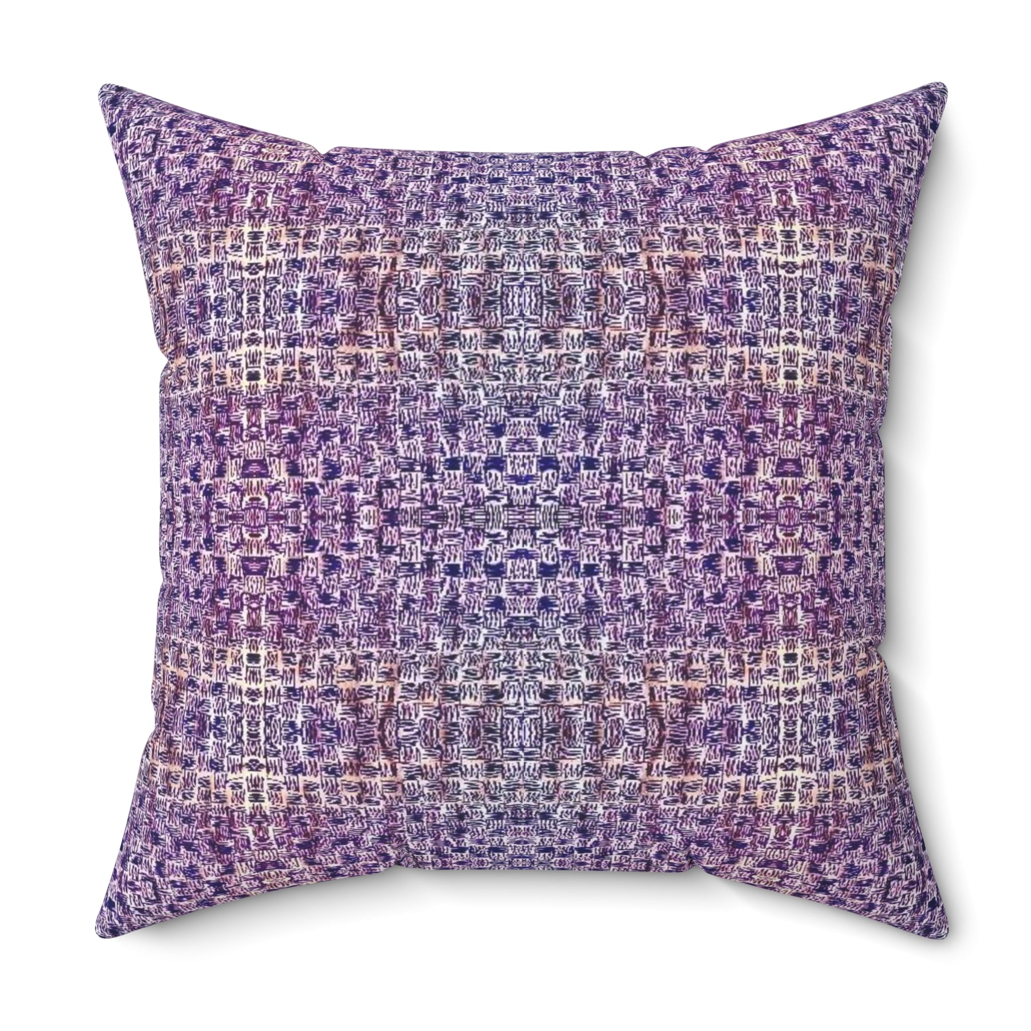 "Pauline, My Love" Purple and Blue Mosaic Decorative Pillow - Boho Geometric Accent Cushion