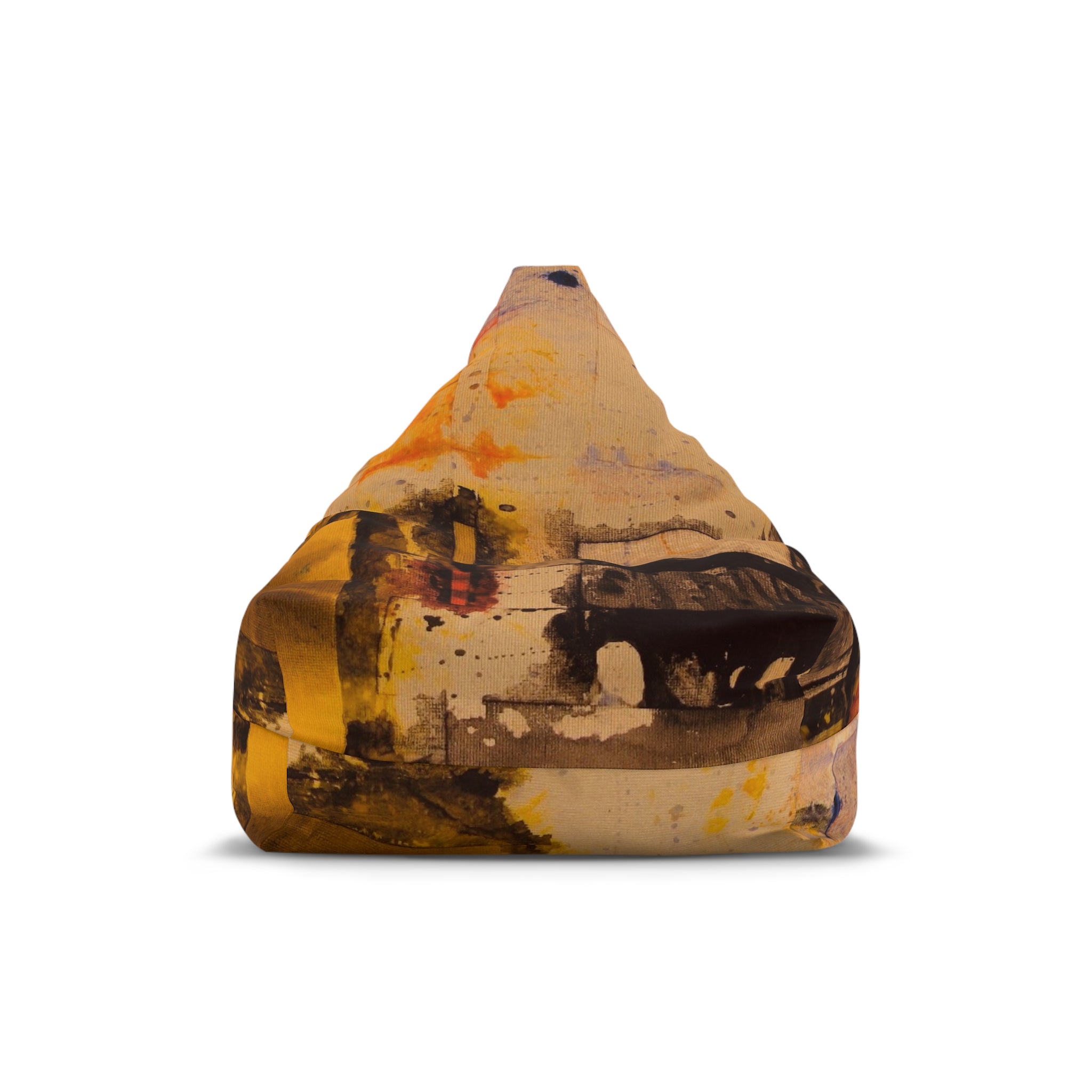 "Dance in the Rain" Abstract Yellow Ink Art Bean Bag Cover — Modern Boho Room Accent
