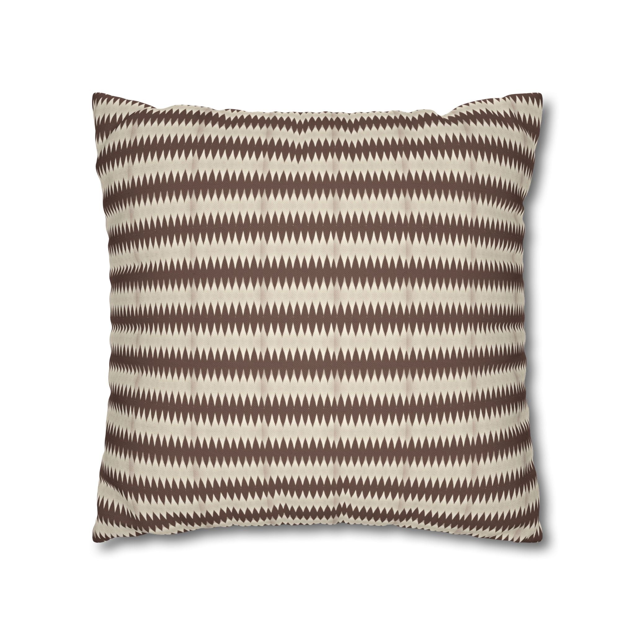 "Mississippi Morning" Brown and Beige Zigzag Pattern Pillowcase — Spun Polyester Square Decorative Pillow Cover