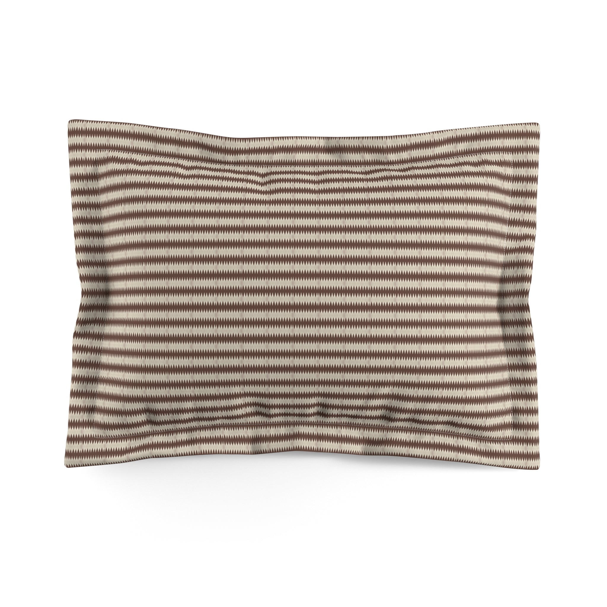"Mississippi Morning" Brown and Beige Striped Microfiber Pillow Sham — Neutral Brown Chevron-Style Accent