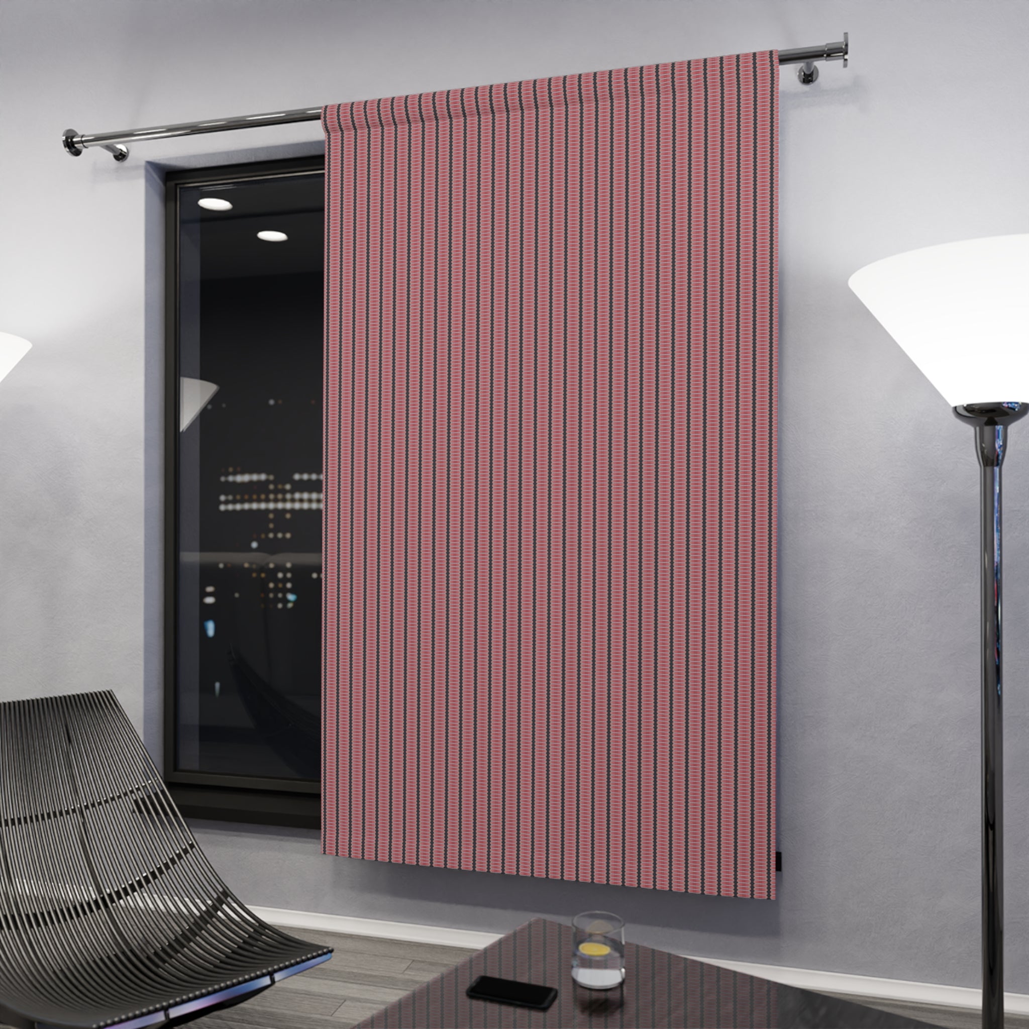 "The Nike of Samothrace" Striped "The Nike of Samothrace" Burgundy Window Curtain — Single Panel Light-Filtering Drapery for Living Room & Bedroom