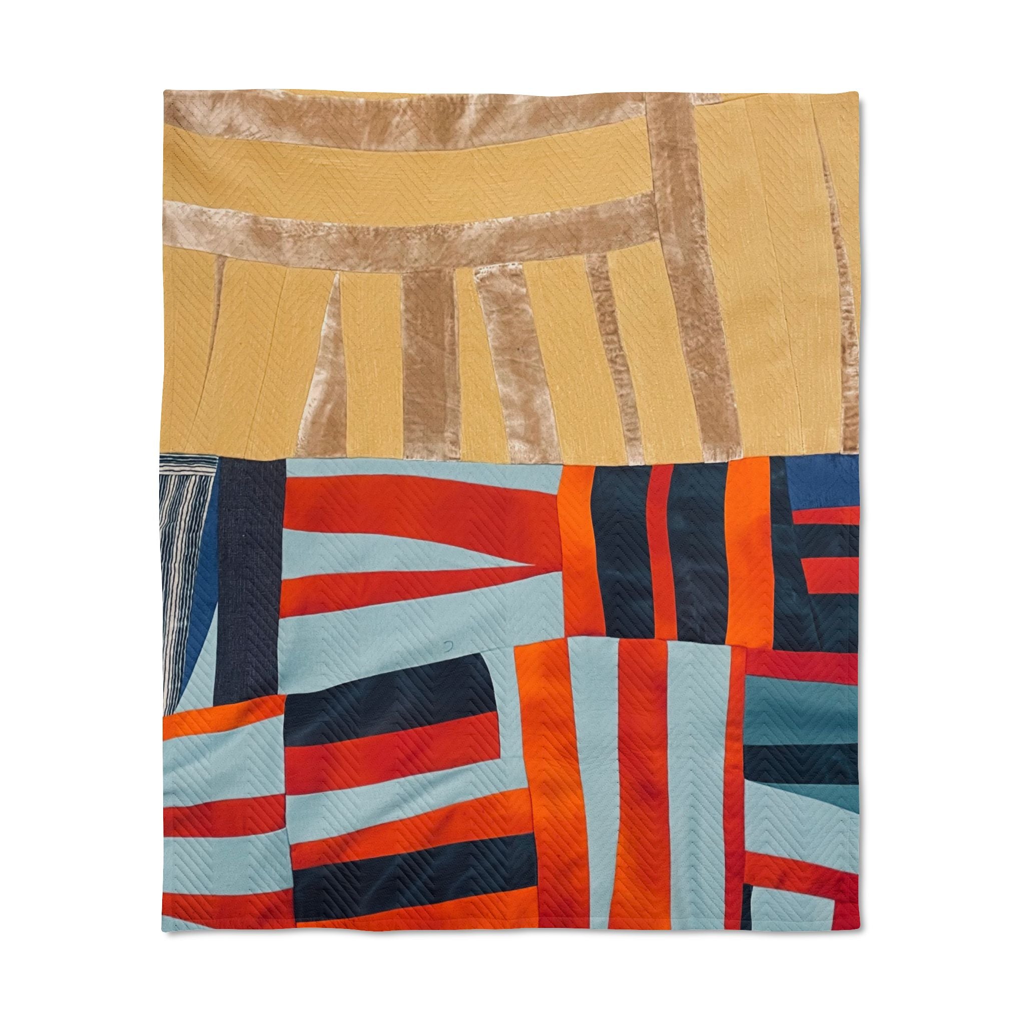 "Hannah and Samuel" Modern Patchwork Quilted Throw Blanket — Colorful Geometric Home Accent