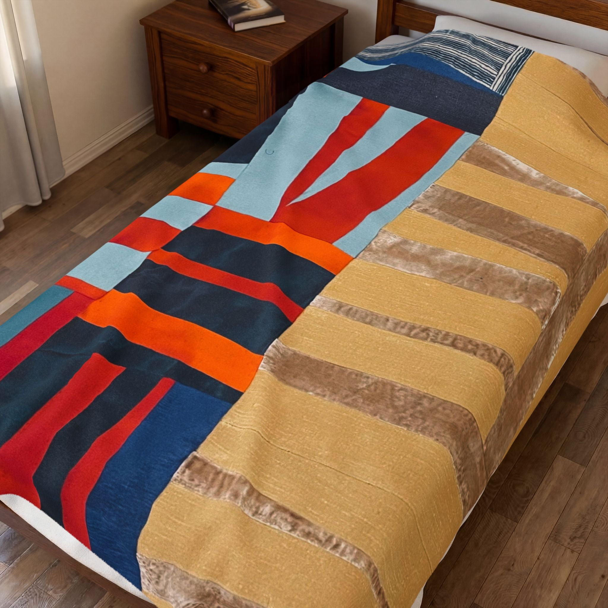 "Hannah and Samuel" Abstract Velvet Plush Blanket — Modern Geometric Throw for Living Room & Gift