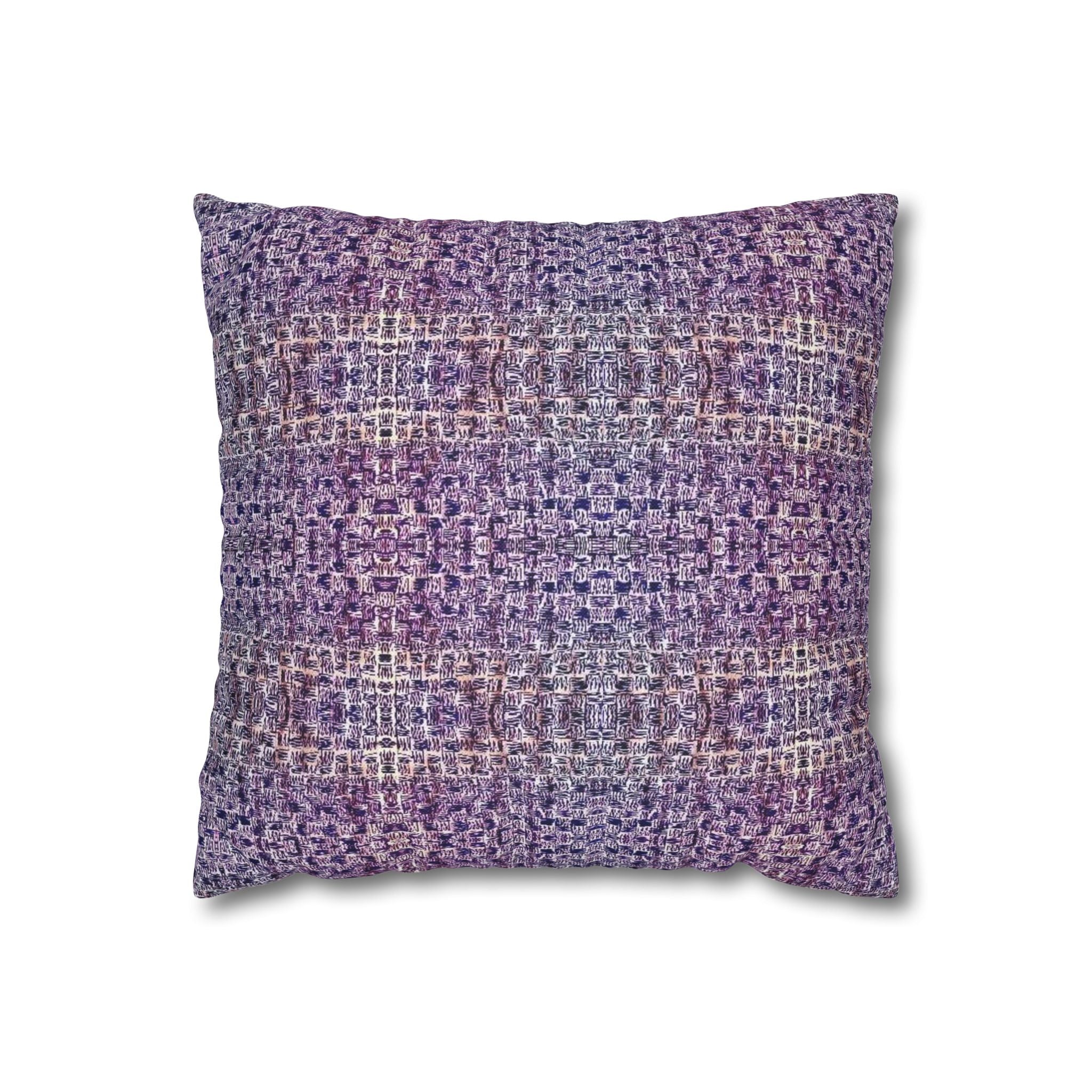 "Pauline, My Love" Blue and Purple Mosaic Decorative Pillowcase — Abstract Geometric Throw Pillow Cover