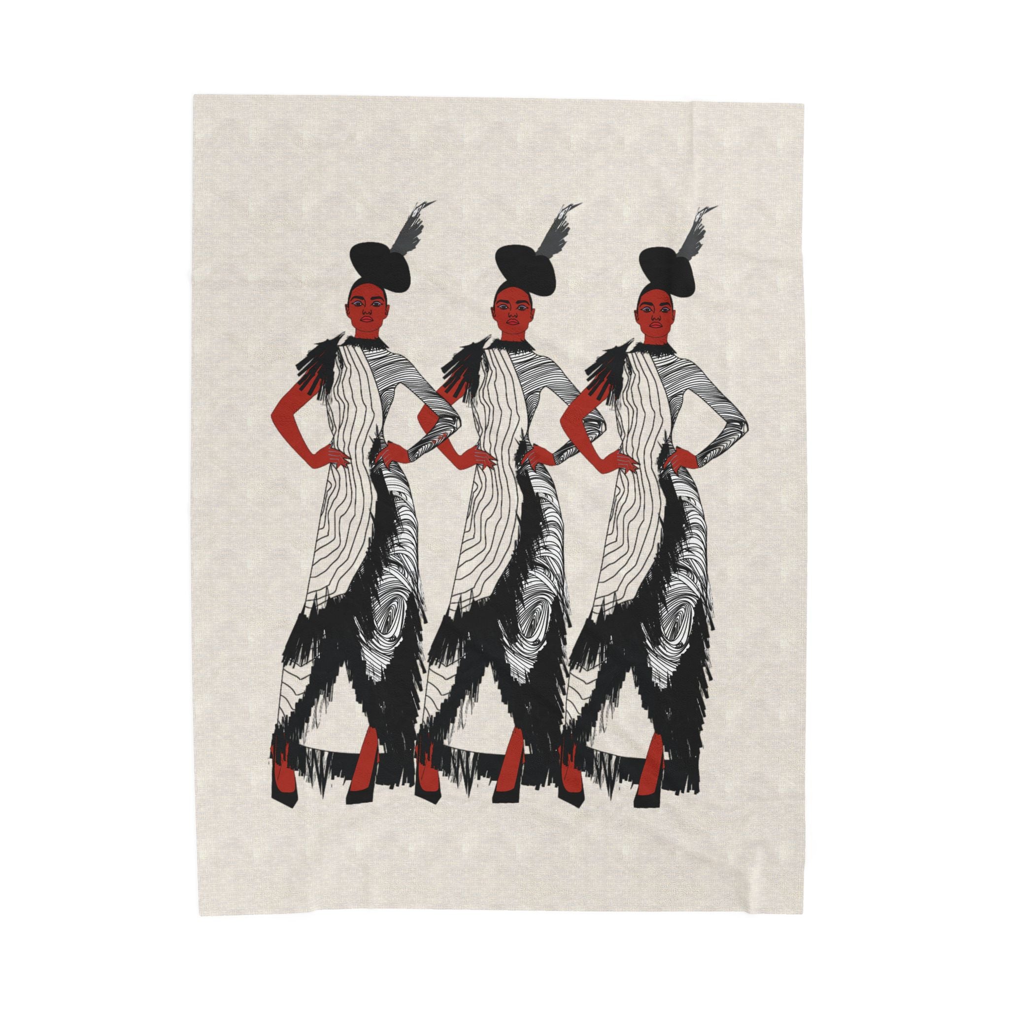 "Fierce Honey" Art Deco Flapper Trio Velveteen Blanket — Vintage Glamour Throw
