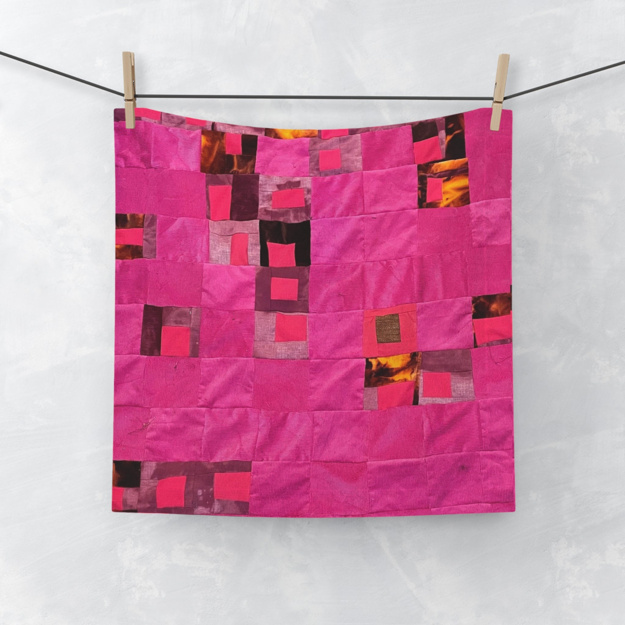 "Lela" Original Pink Patchwork Face Towel — Soft Decorative Square Face Cloth
