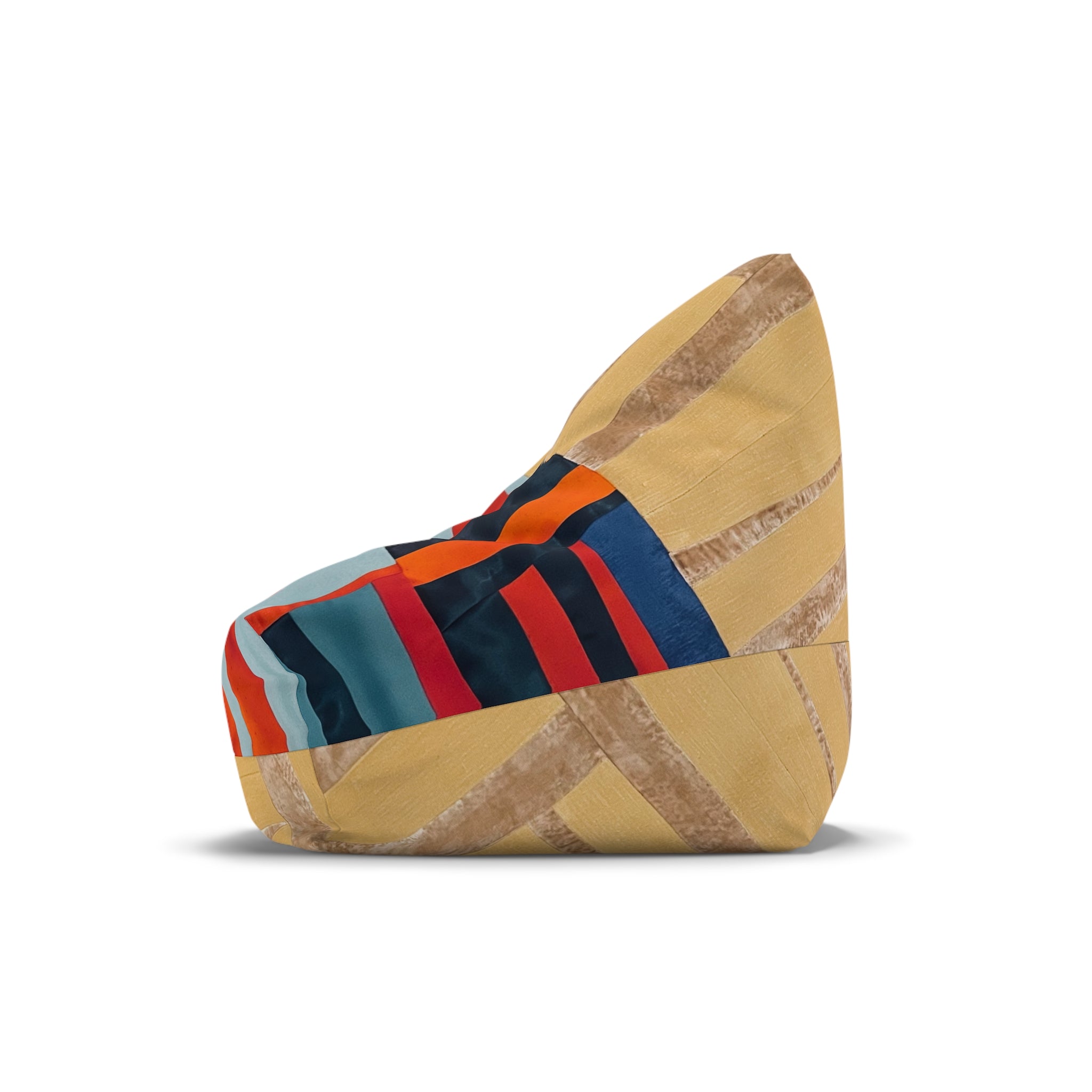 "Hannah and Samuel" Quilt Block Abstract Geo Stripe Bean Bag Cover — Modern Colorblock Lounge Slipcover