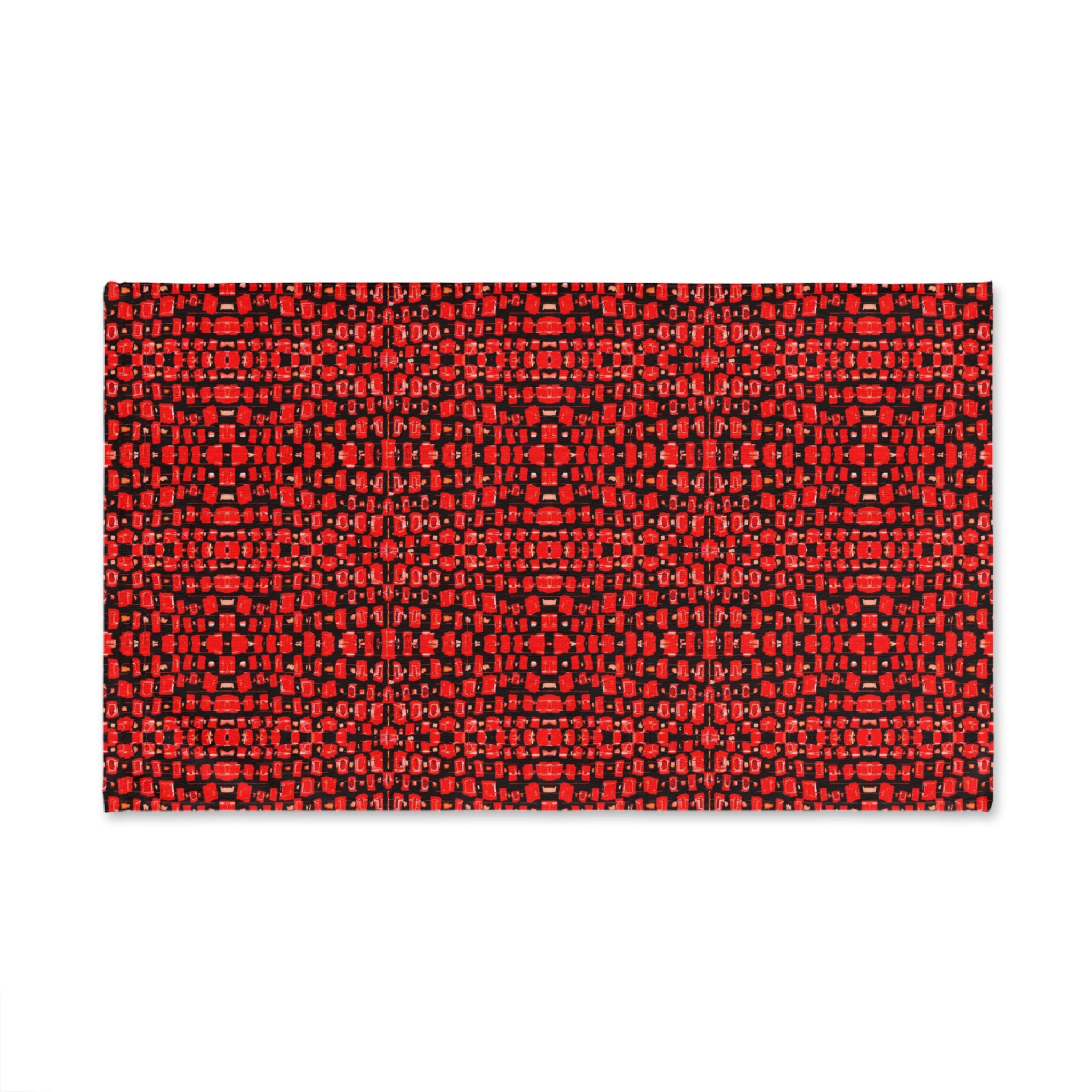 "Japanese Cherry Blossom" Red Geometric Pattern Hand Towel — Modern Decorative Kitchen & Bath Accent