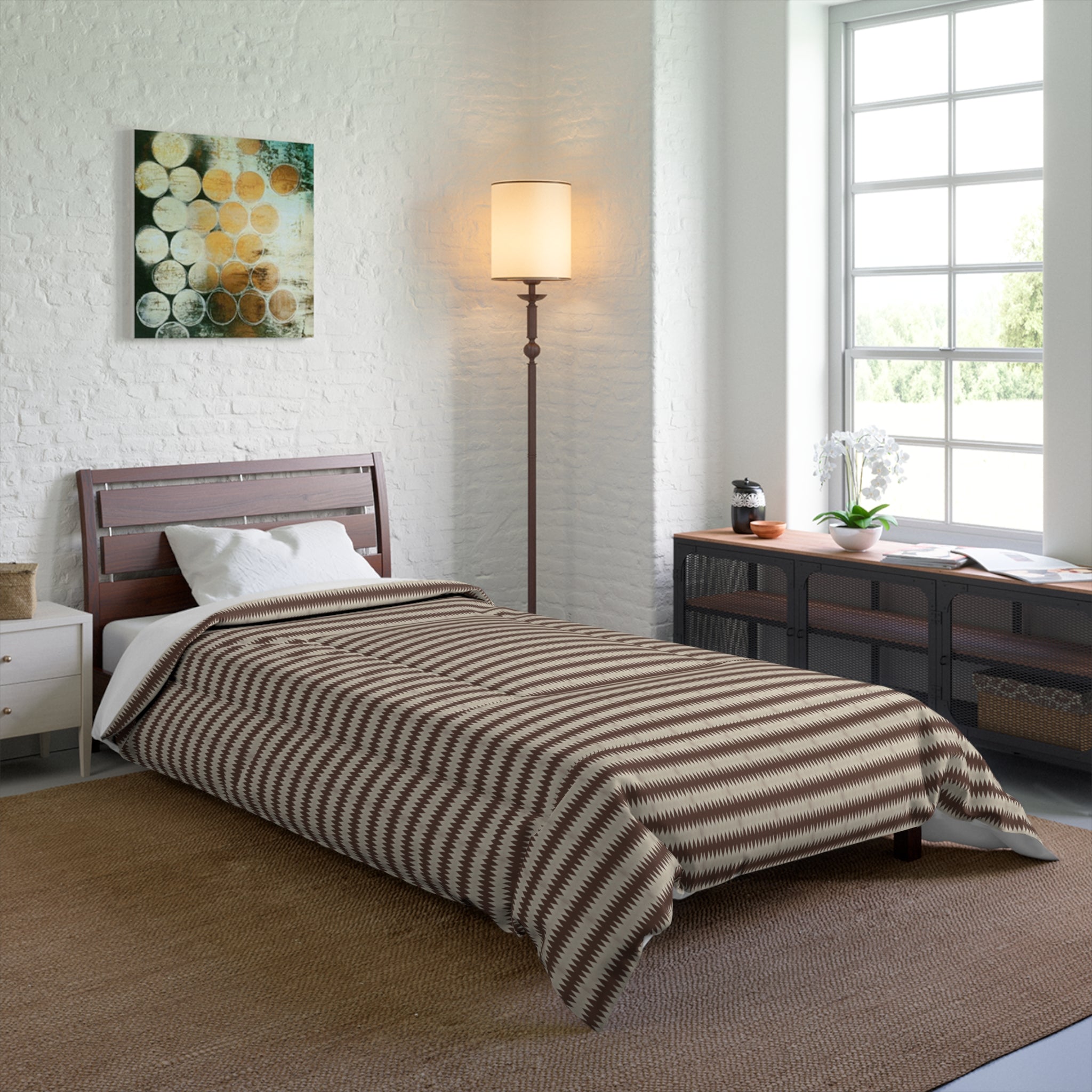 “Mississippi Morning” Brown Striped Comforter - Cozy Neutral Bedspread