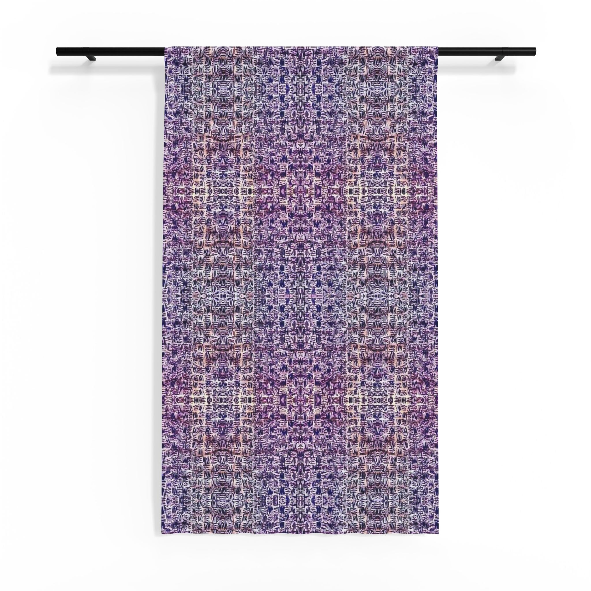 "Pauline, My Love" Purple Mosaic Sheer Window Curtain — Boho Textured Sheer Panel for Living Room & Bedroom
