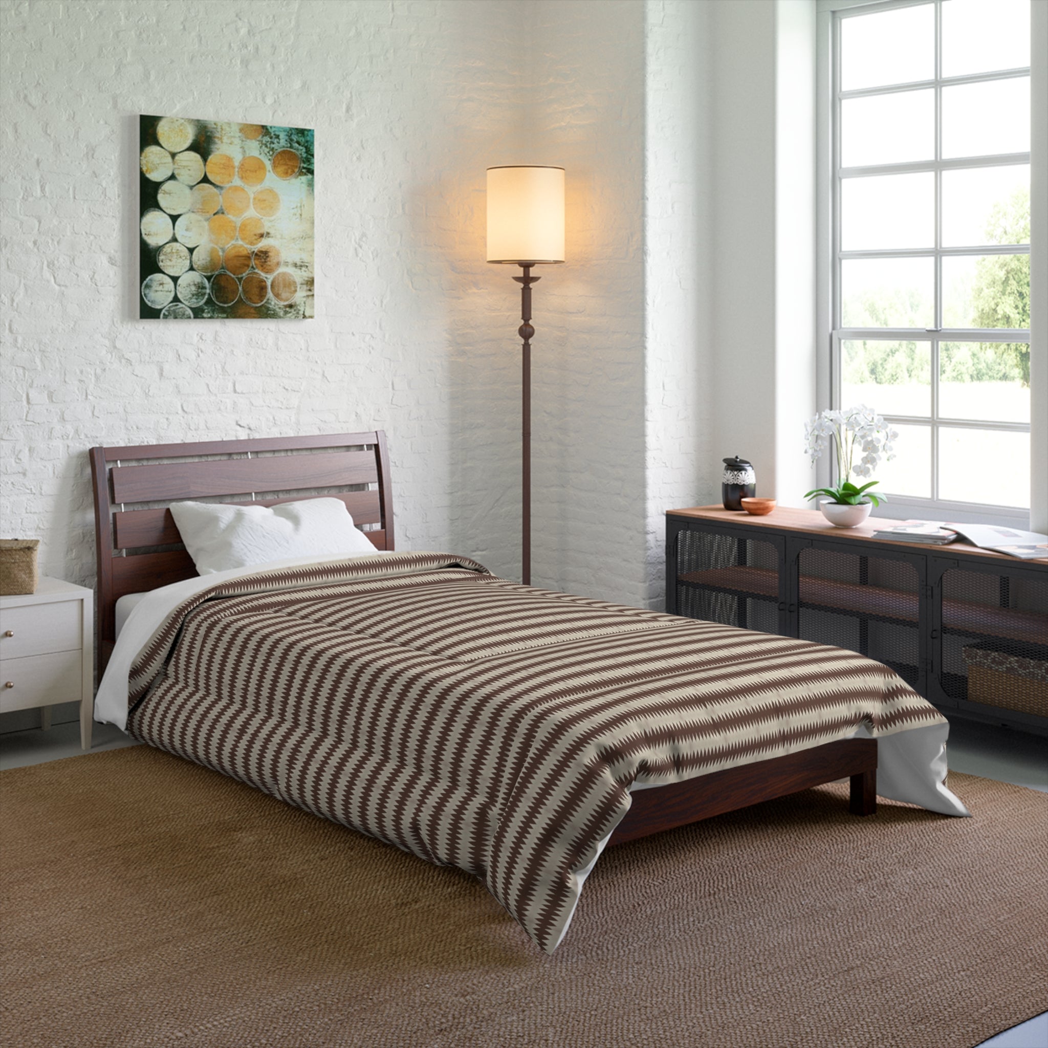 “Mississippi Morning” Brown Striped Comforter - Cozy Neutral Bedspread