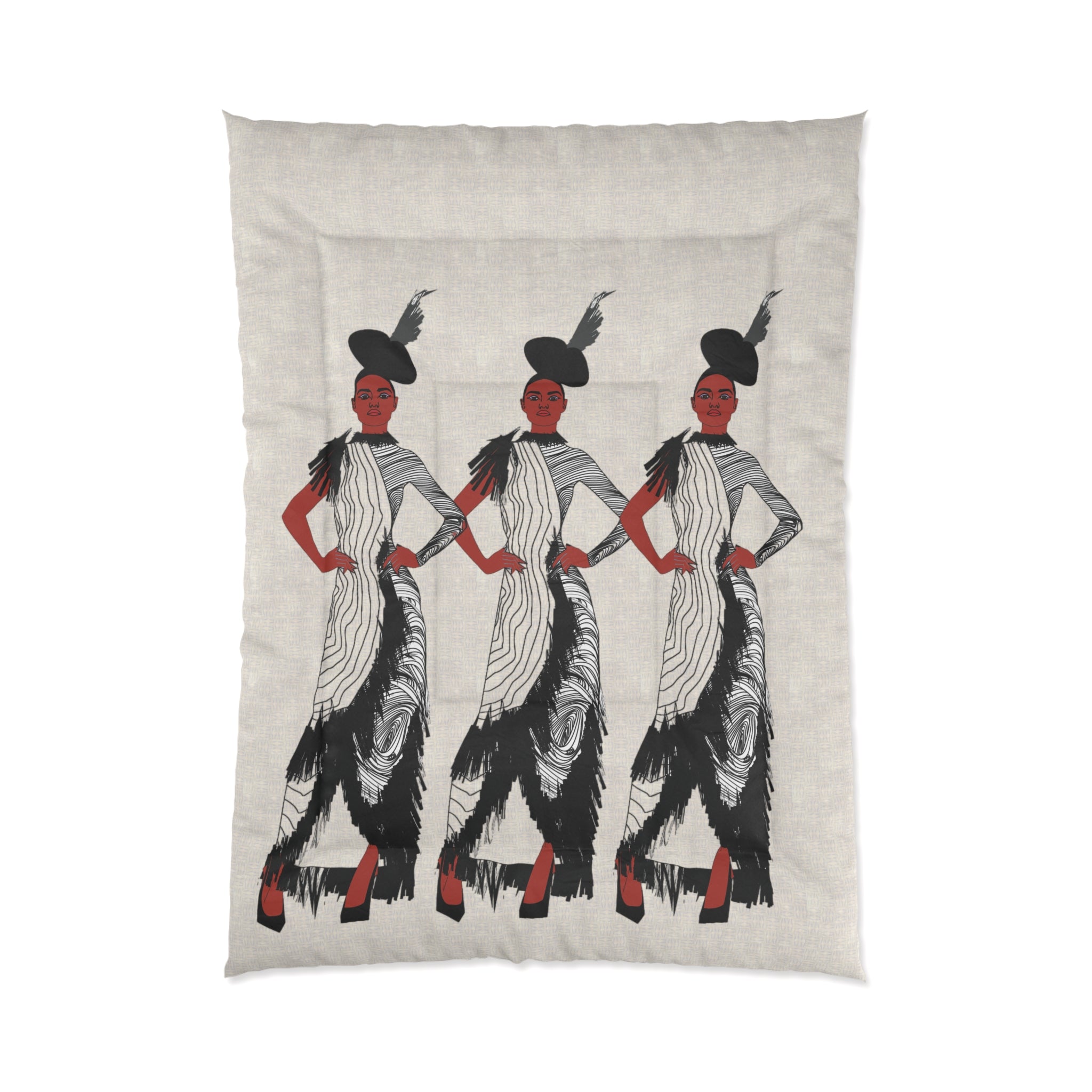 "Fierce Honey" Art Deco Femme Fatale Comforter - Vintage Fashion Illustration Bedding