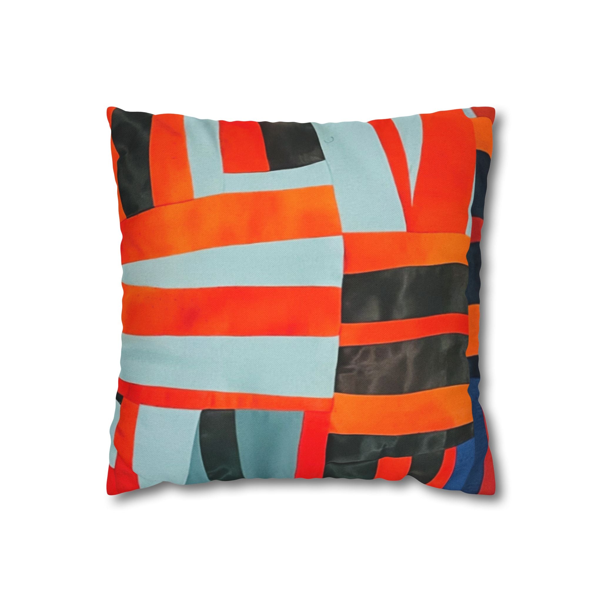 "Samuel" Abstract Geometric Accent Pillowcase — Bold Red & Teal Modern Throw Pillow