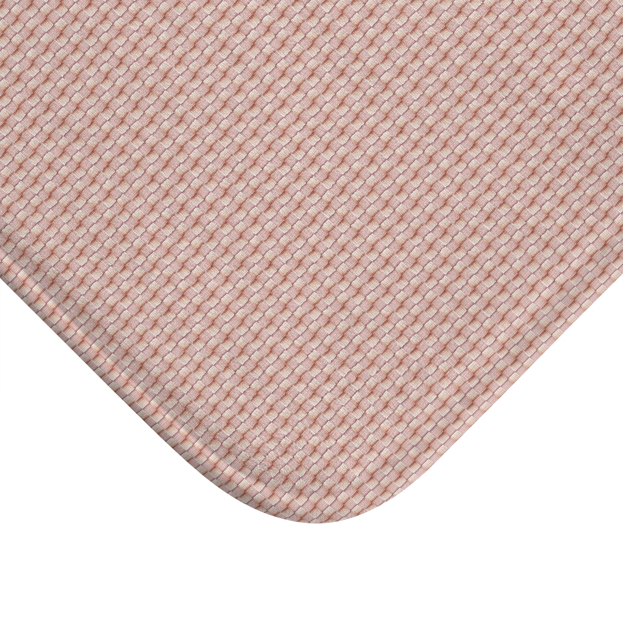 "Grandma Rose" Blush Waffle Bath Mat — Soft Textured Non-Slip Bathroom Rug