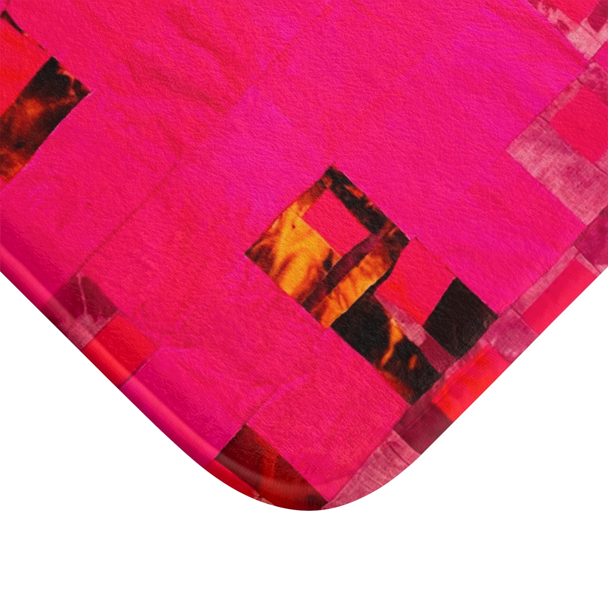 "Lela" Vibrant, Bright Pink Geometric Bath Mat